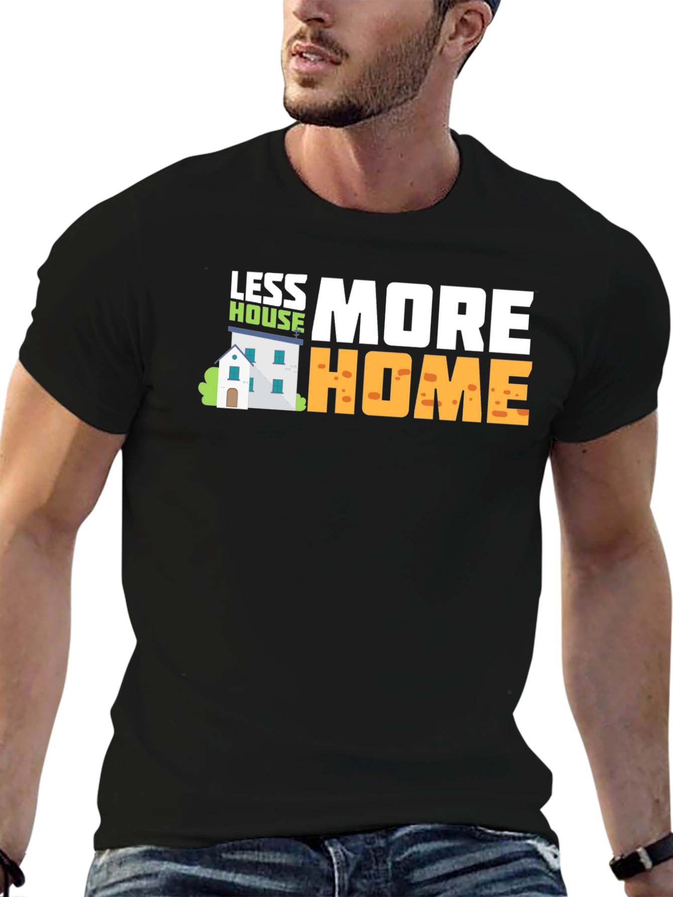 Black Less House More Home Graphic T-Shirt view 6
