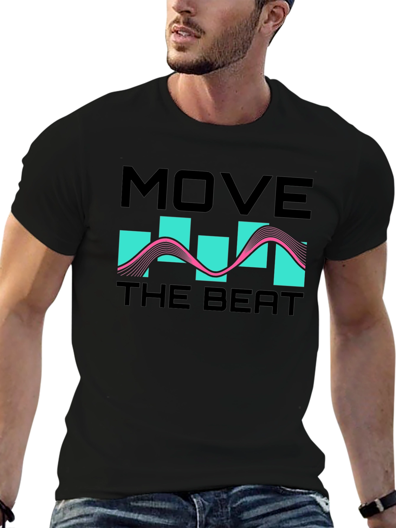 Black Move The Beat Black Graphic T-Shirt view 6