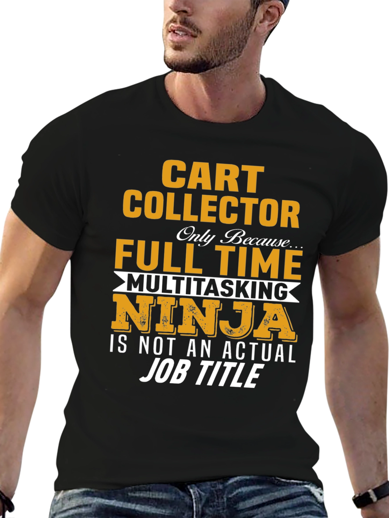 Black Cart Collector Full Time Multitasking Ninja T-Shirt view 6