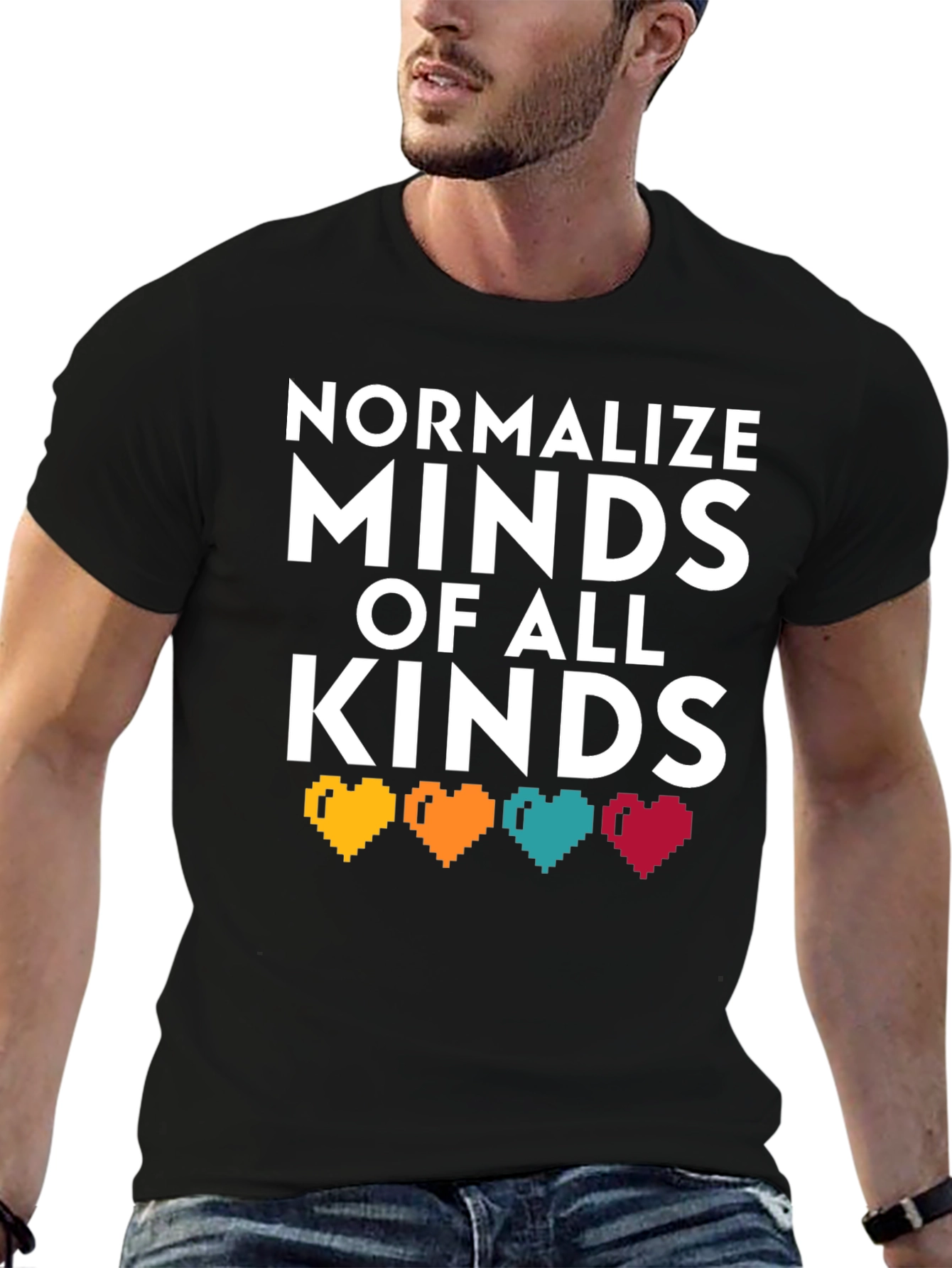 Black Normalize Minds of All Kinds Graphic T-Shirt view 6