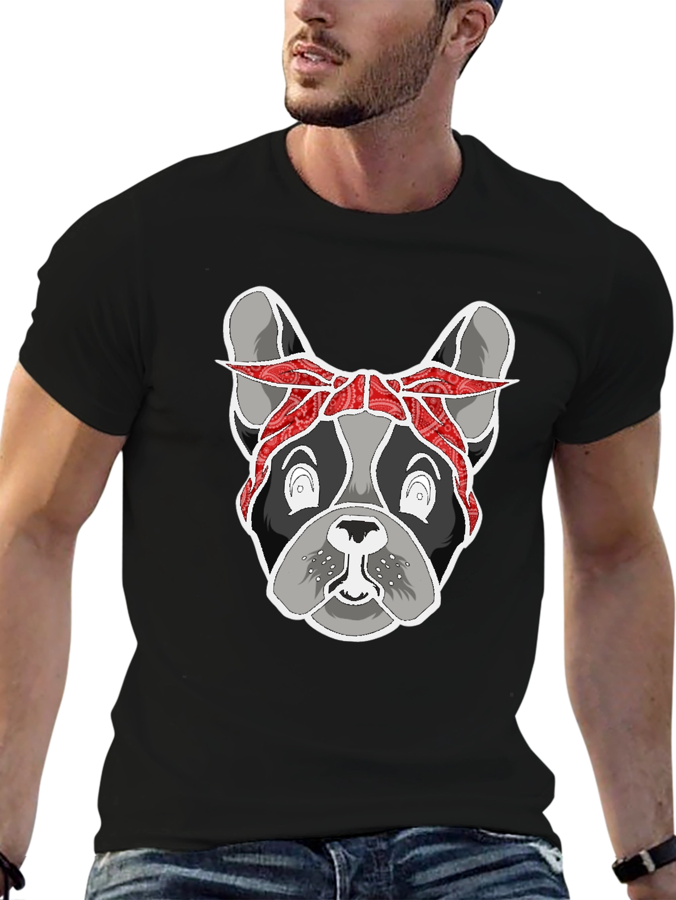 Black Gangster Bulldog Graphic Tee - Unisex view 6
