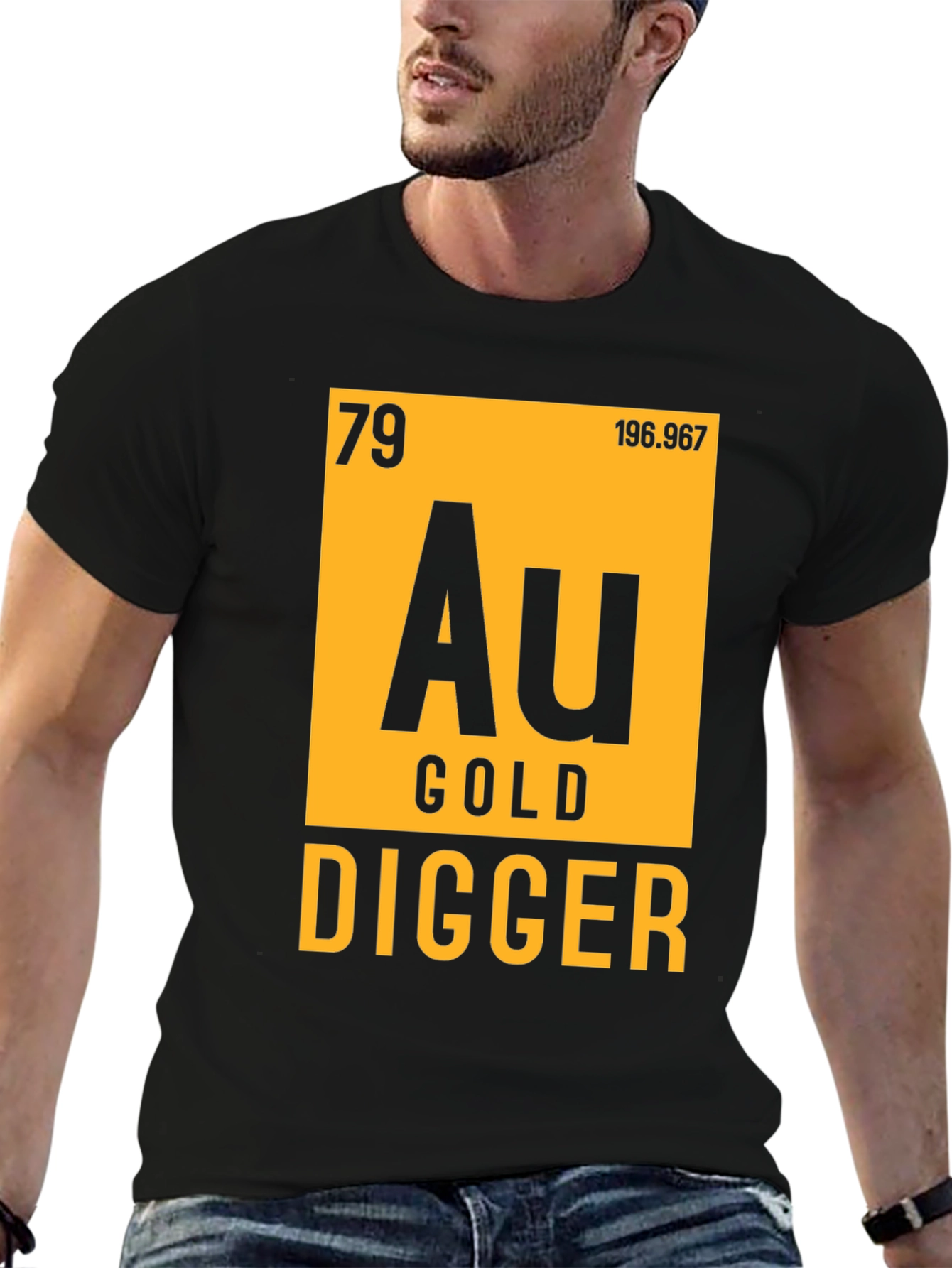 Black Gold Digger T-Shirt - Periodic Table Inspired Novelty Tee view 6