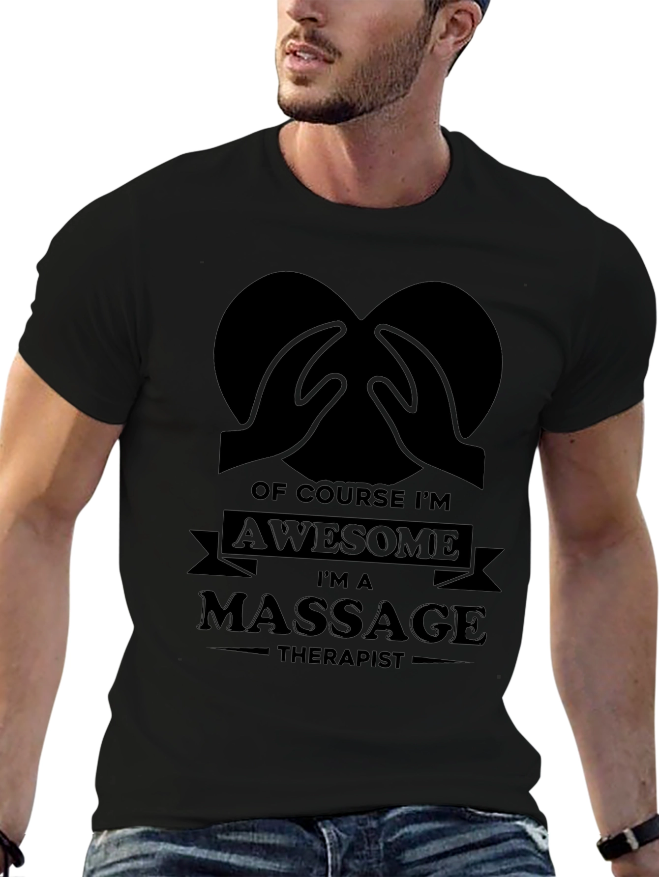 Black Awesome Massage Therapist Black Graphic Tee view 6