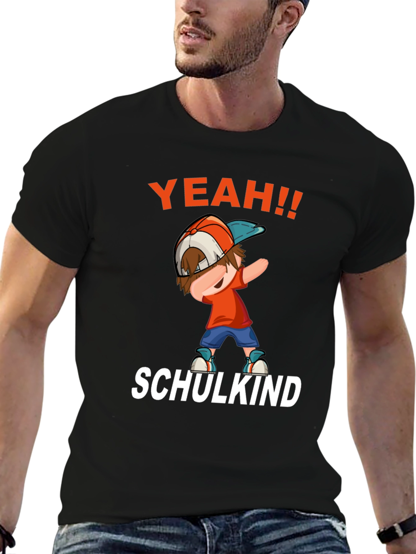 Black Yeah! Schulkinder T-Shirt - Fun School Tee view 6