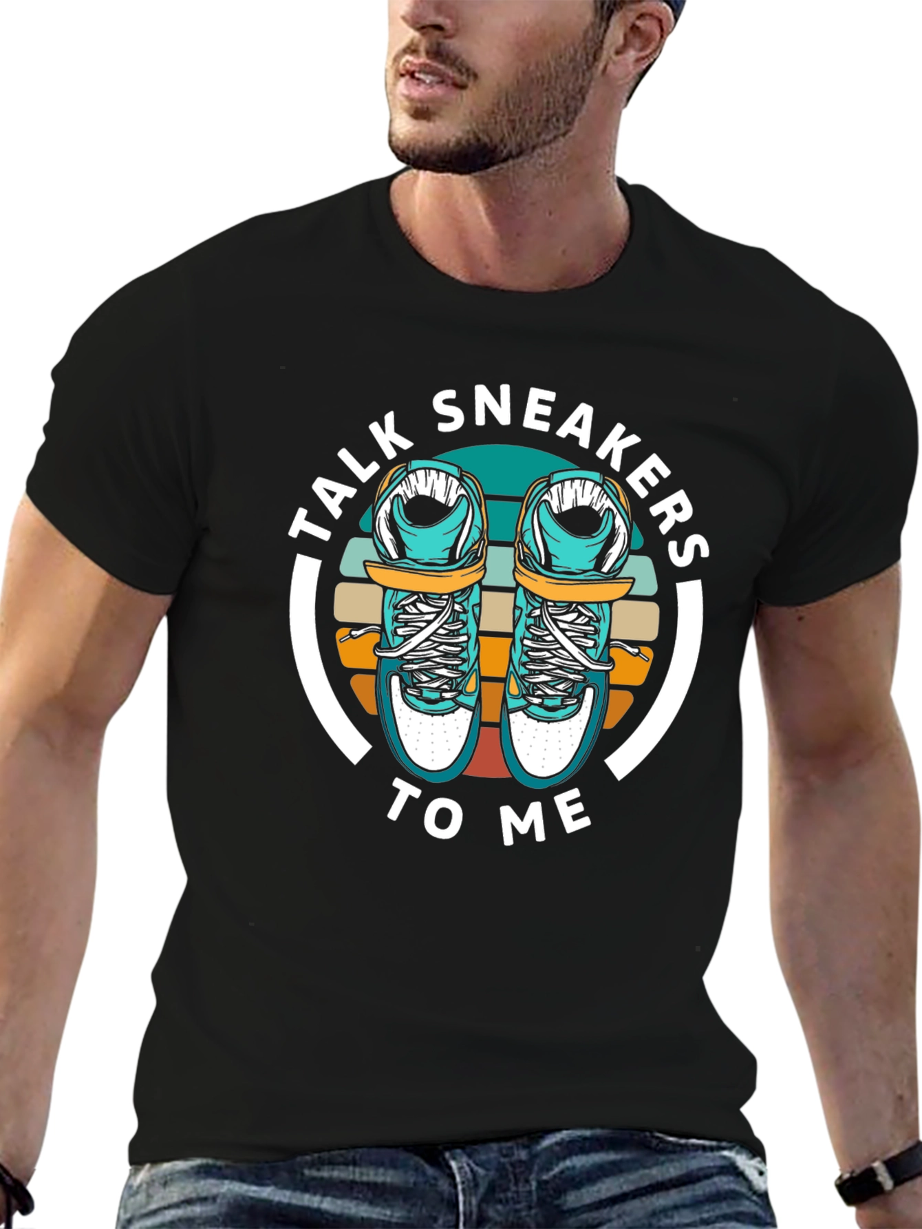 Black Talk Sneakers To Me Graphic Tee view 6