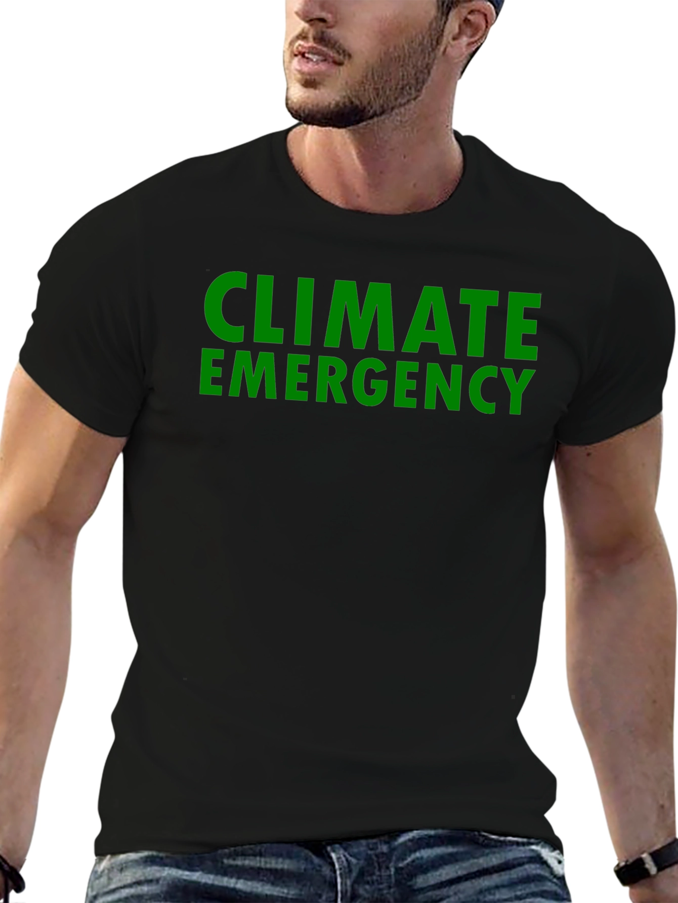 Black Climate Emergency Black T-Shirt - Bold Statement Tee view 6