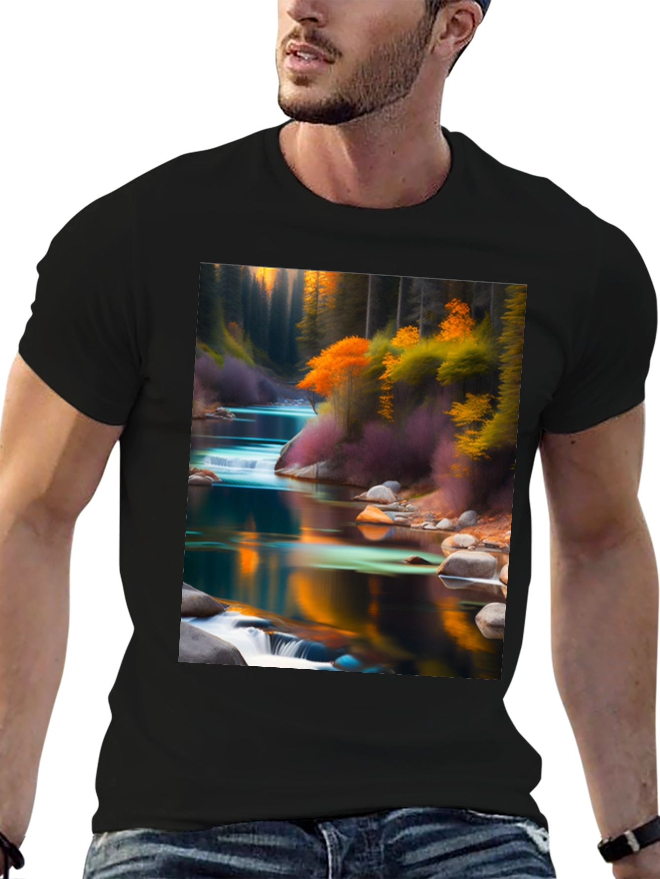 Black Nature's Reflection Black T-Shirt view 6