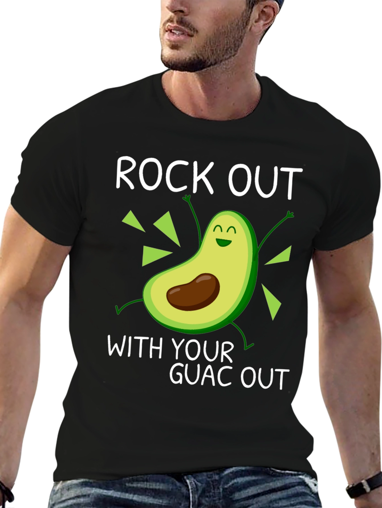 Black Rock Out With Your Guac Out Avocado Graphic Tee view 6
