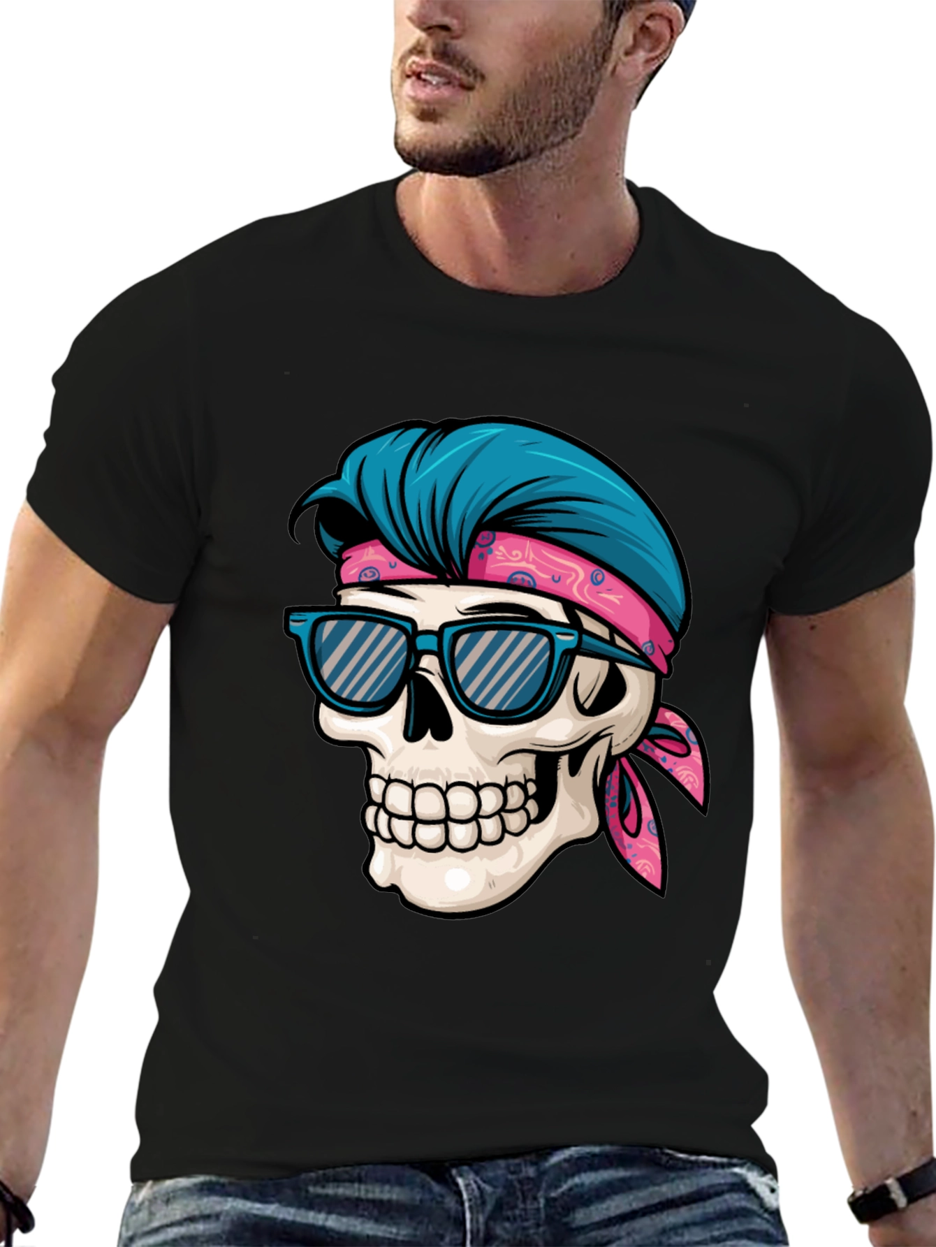 Black Skull Graphic Tee: Cool Summer Vibes view 6