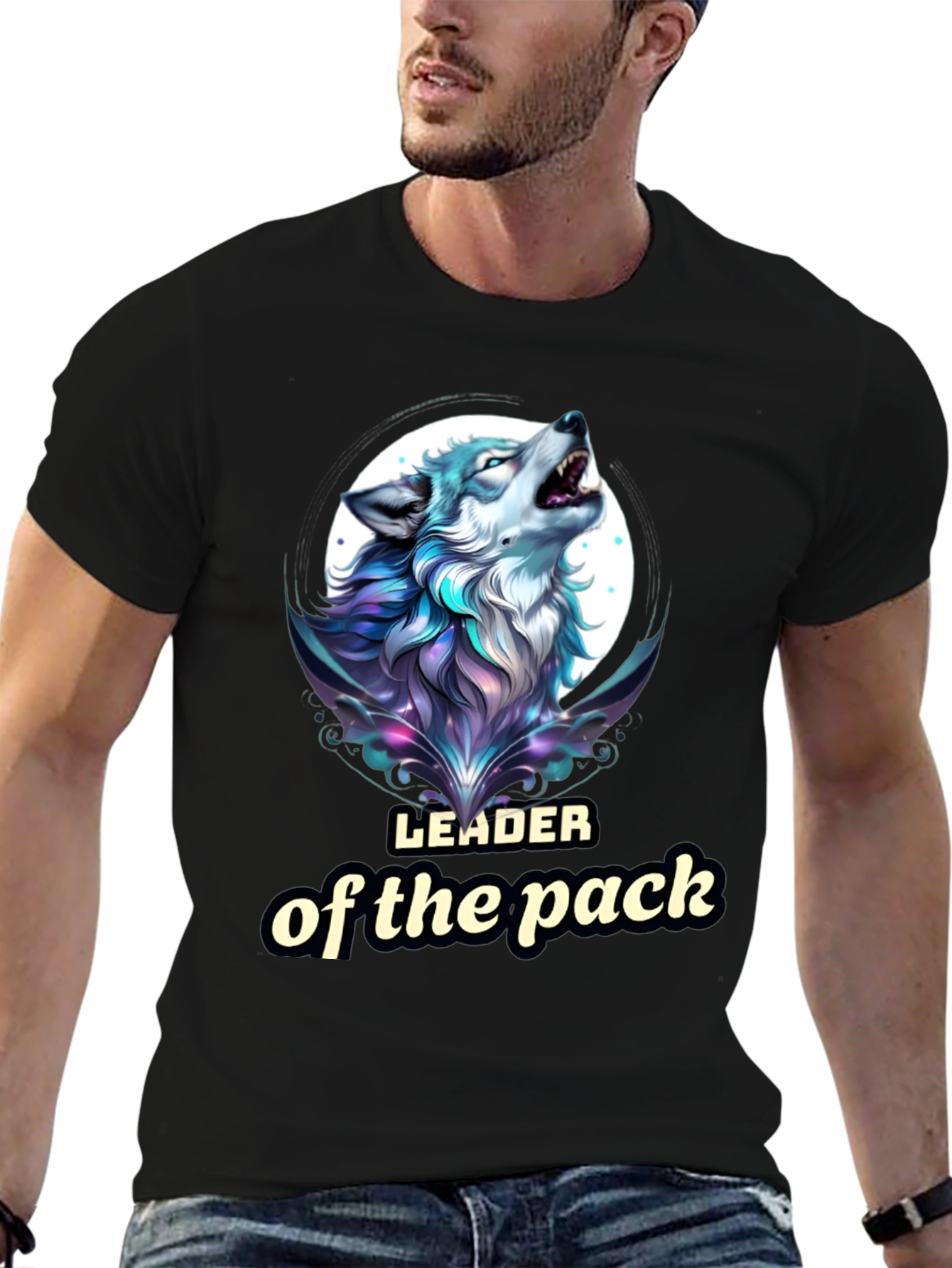 Black Leader of the Pack Wolf Graphic T-Shirt view 6