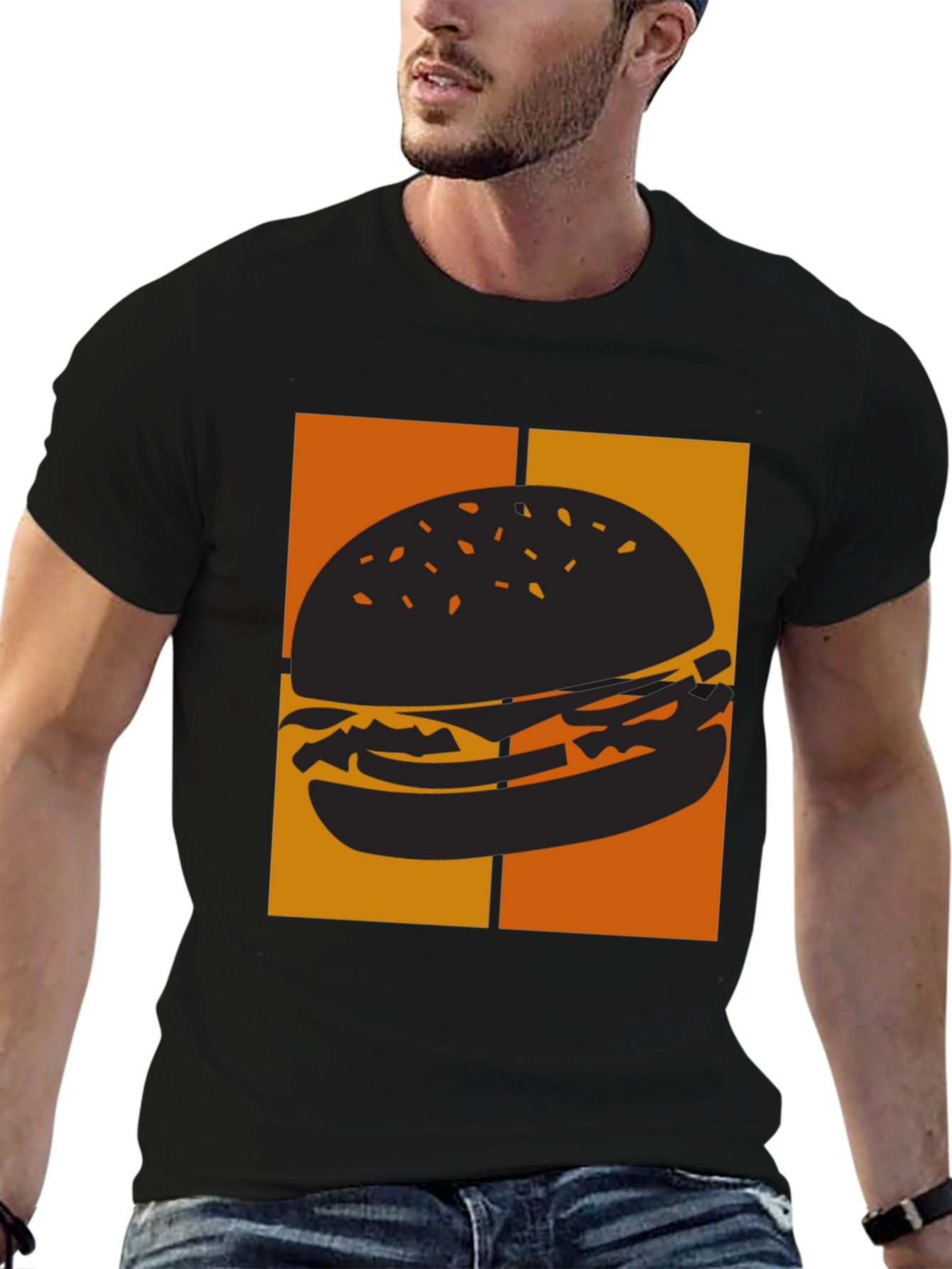 Burger Graphic Tee - Black Comfort Fit T-Shirt - 6