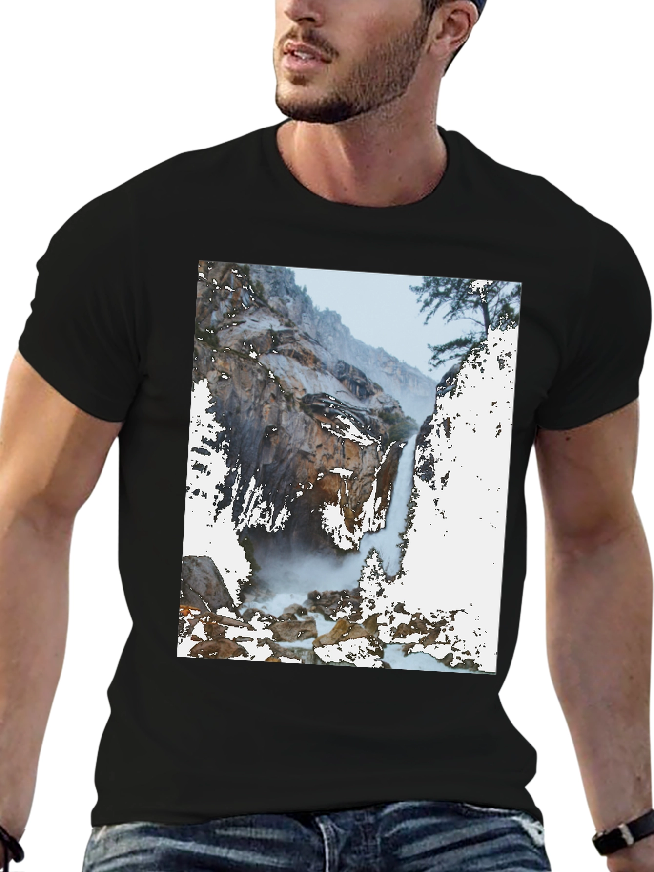 Black Waterfall Graphic Tee - Nature Lover's Apparel view 6