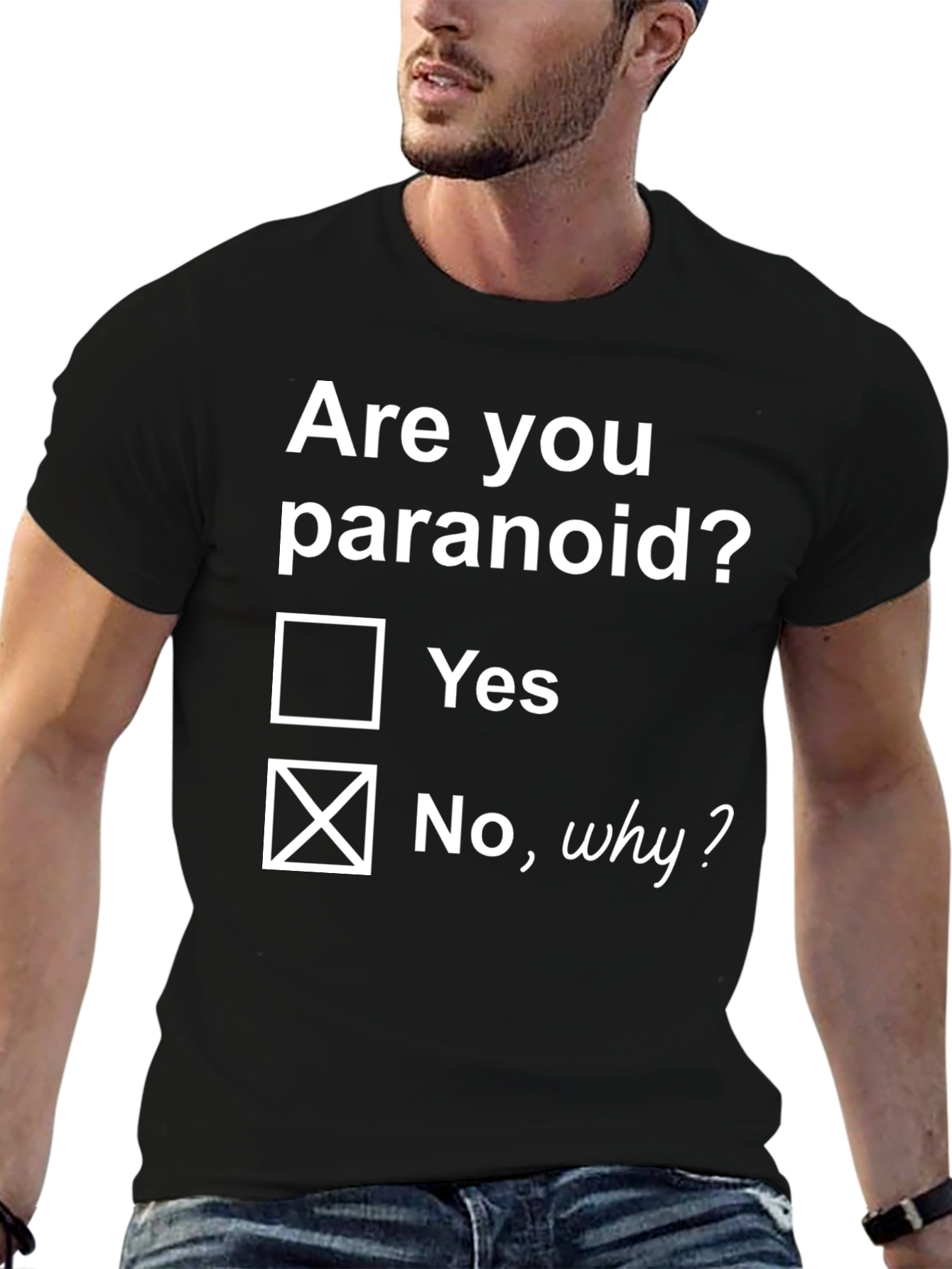 Black Paranoid Humor T-Shirt - Funny Graphic Tee view 6
