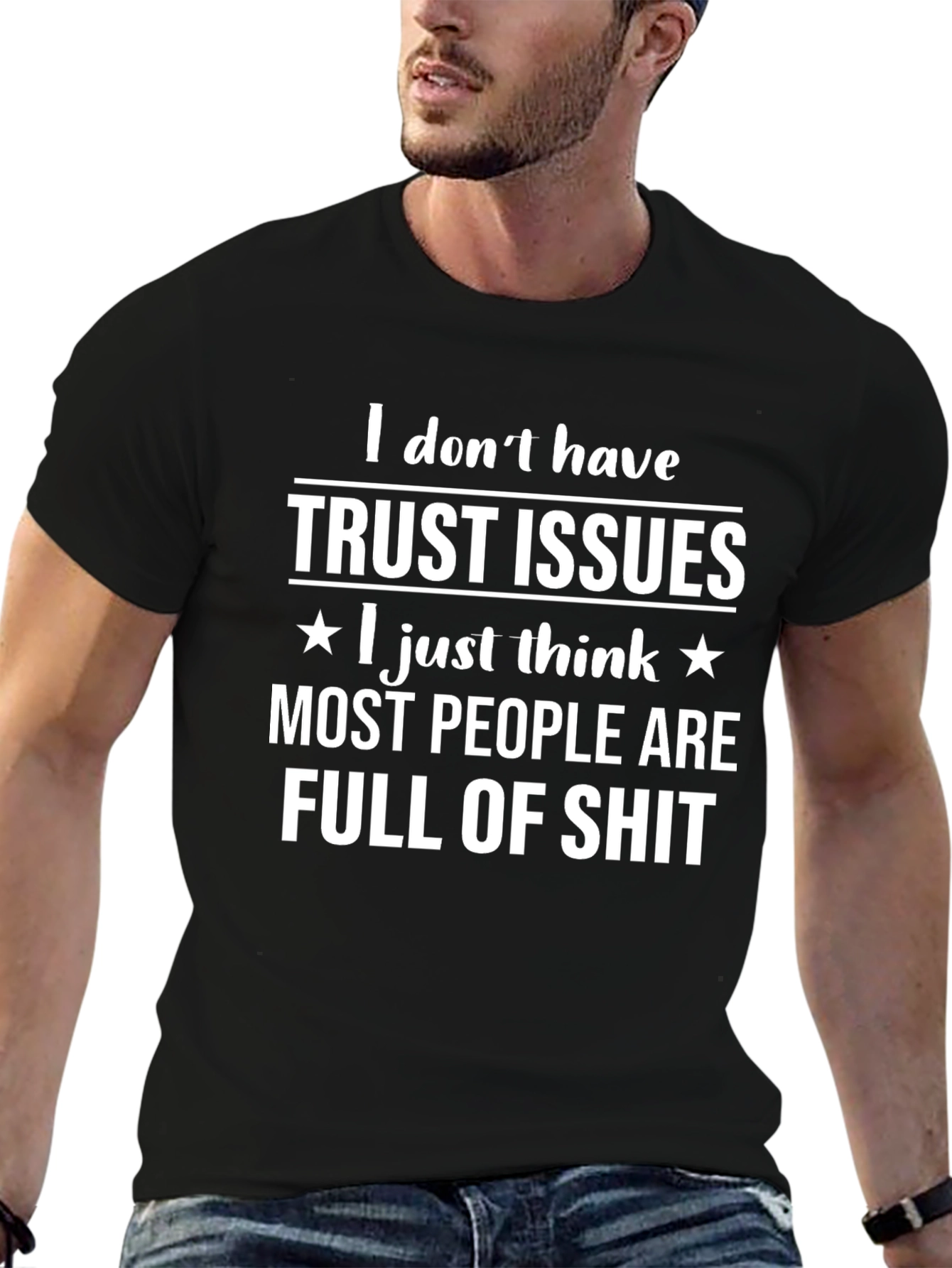 Black Trust Issues Funny Graphic T-Shirt view 6