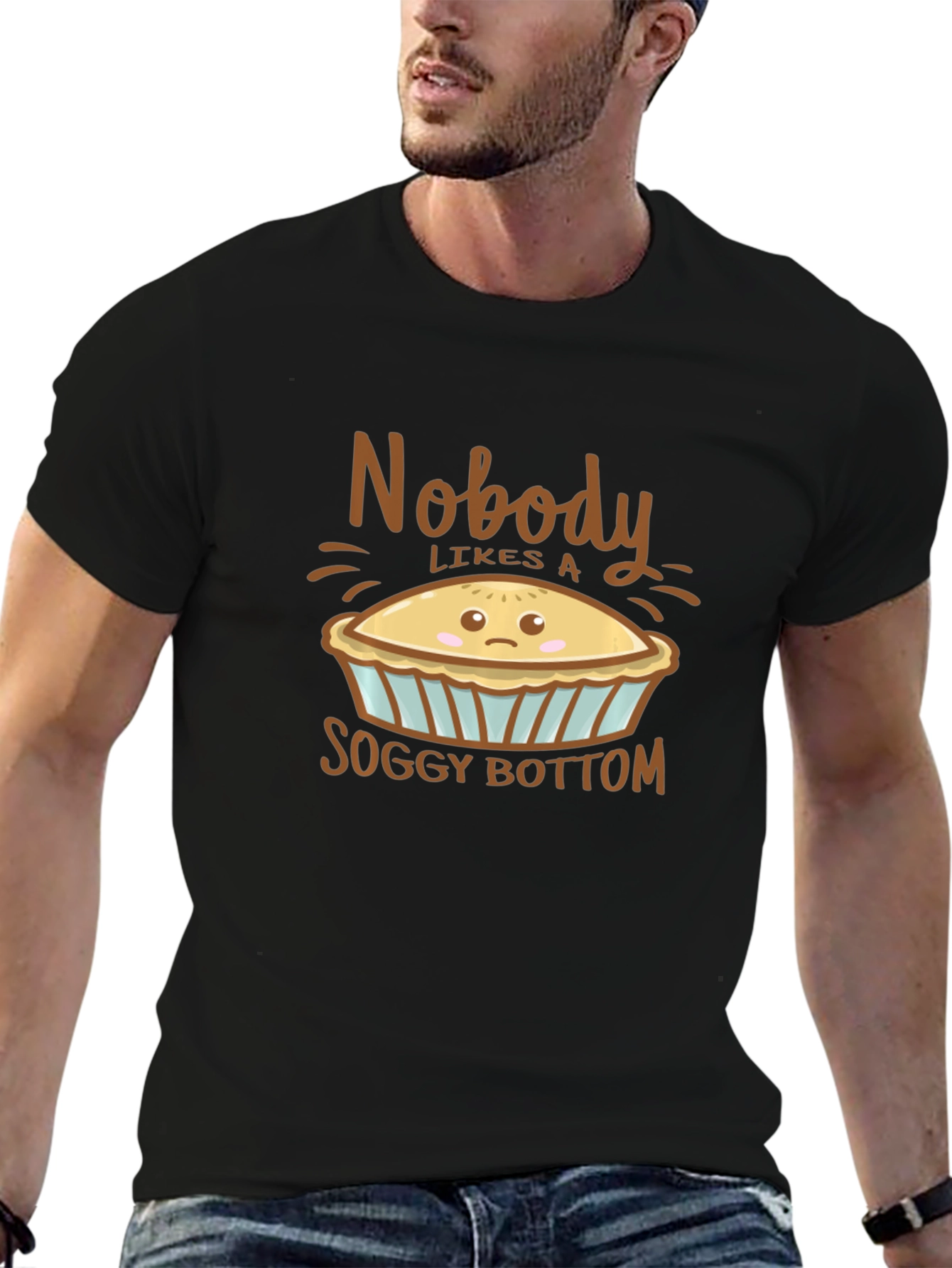 Black Nobody Likes a Soggy Bottom Graphic Tee view 6