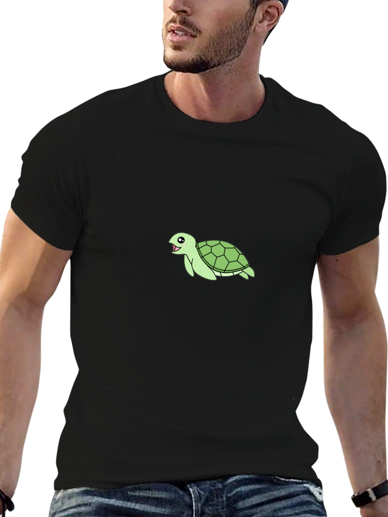 Black Cute Turtle Graphic T-Shirt - Unisex view 6