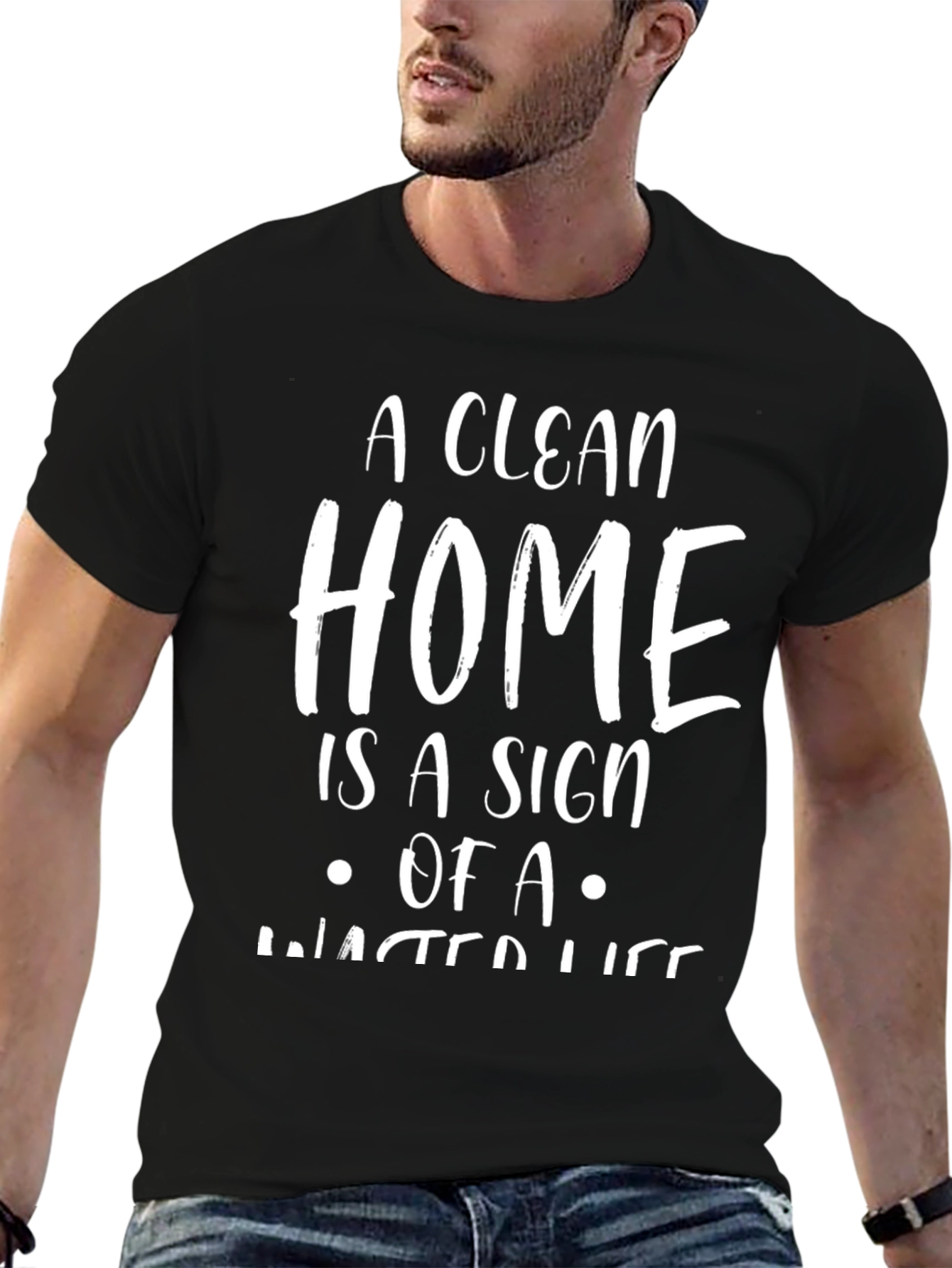 Black Funny "A Clean Home" Graphic Tee view 6