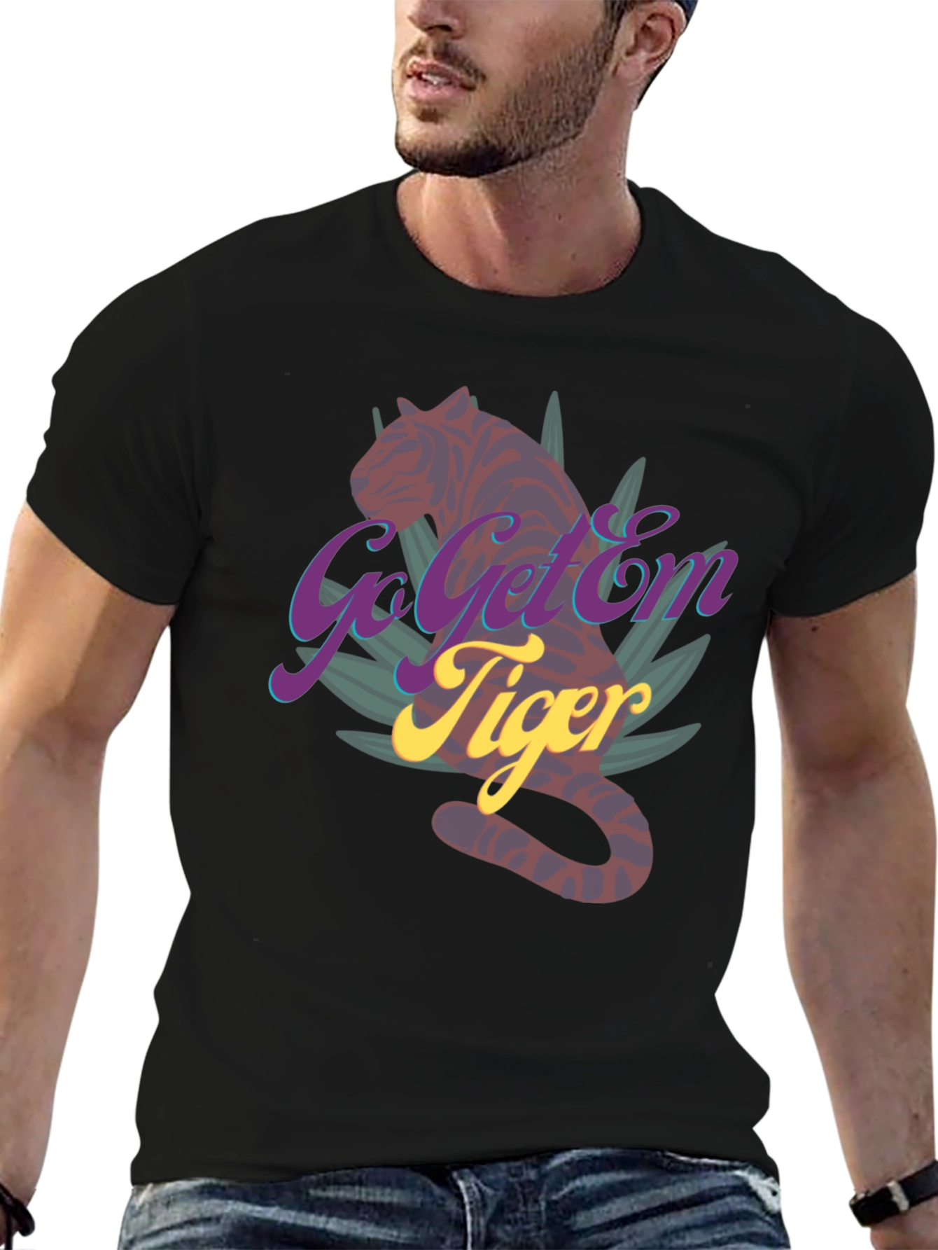 Black Go Get'Em Tiger Graphic Tee - Unique Design view 6