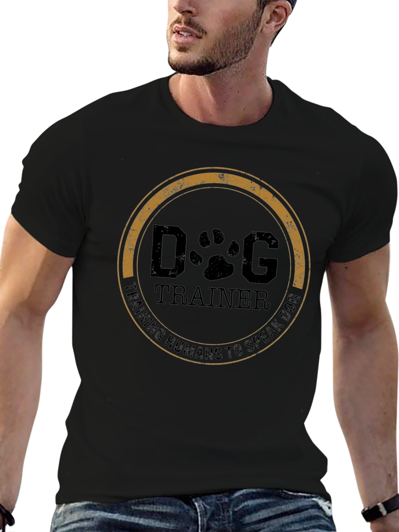 Black Dog Trainer T-Shirt - Training Humans to Speak Dog view 6