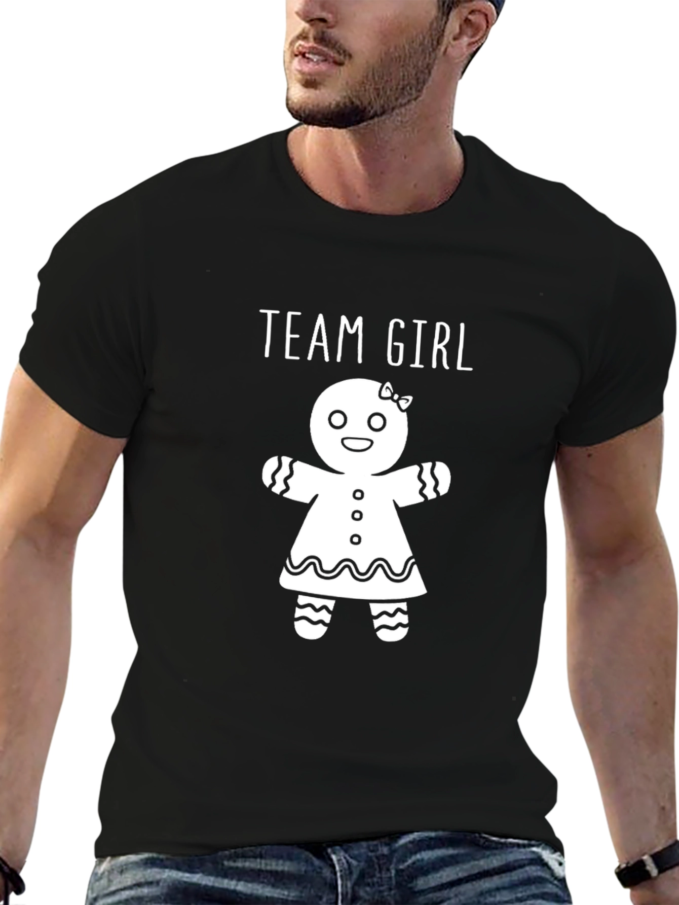 Black Team Girl Gingerbread Baby Shower T-Shirt view 6