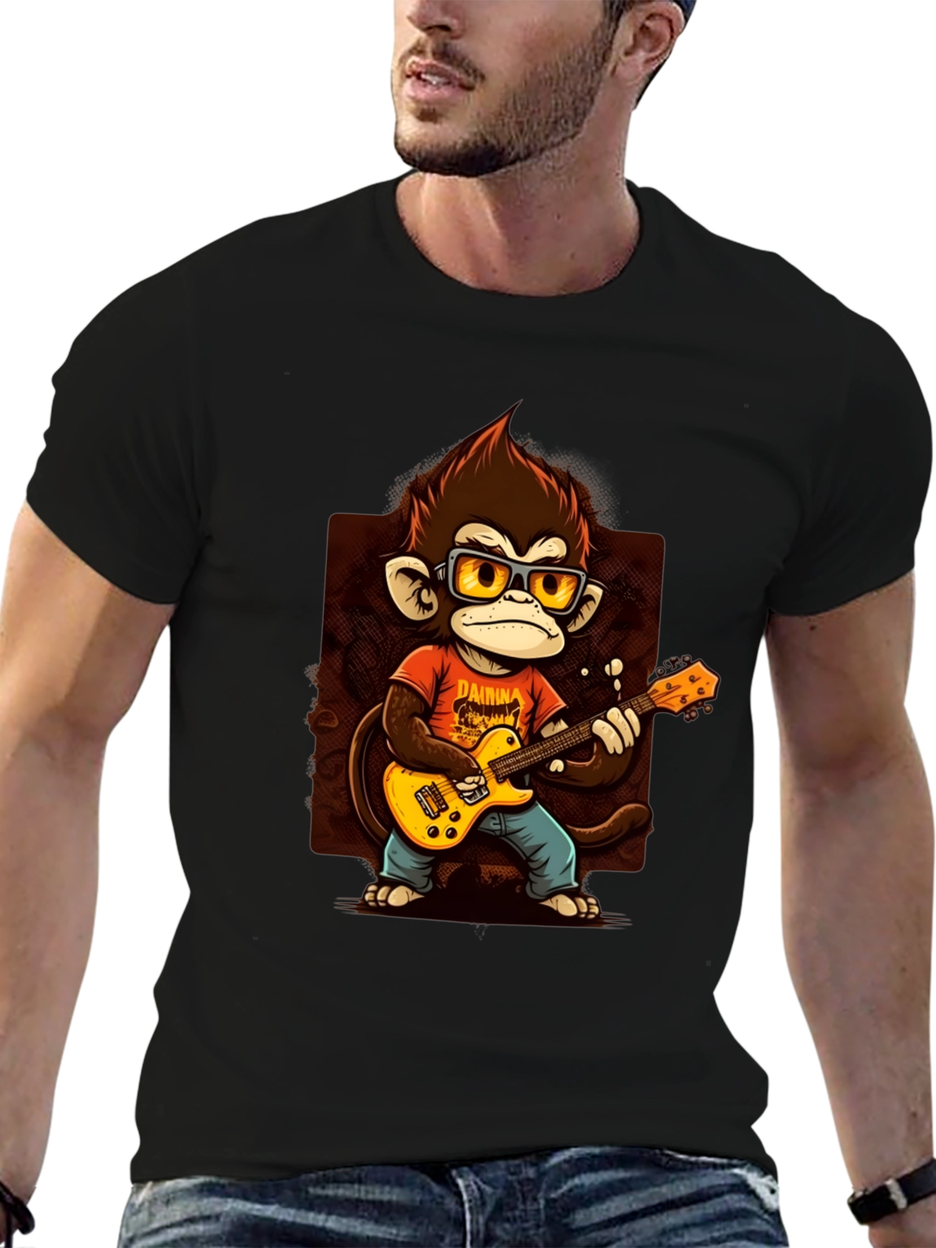 Black Monkey Guitarist T-Shirt - Rock On! view 6