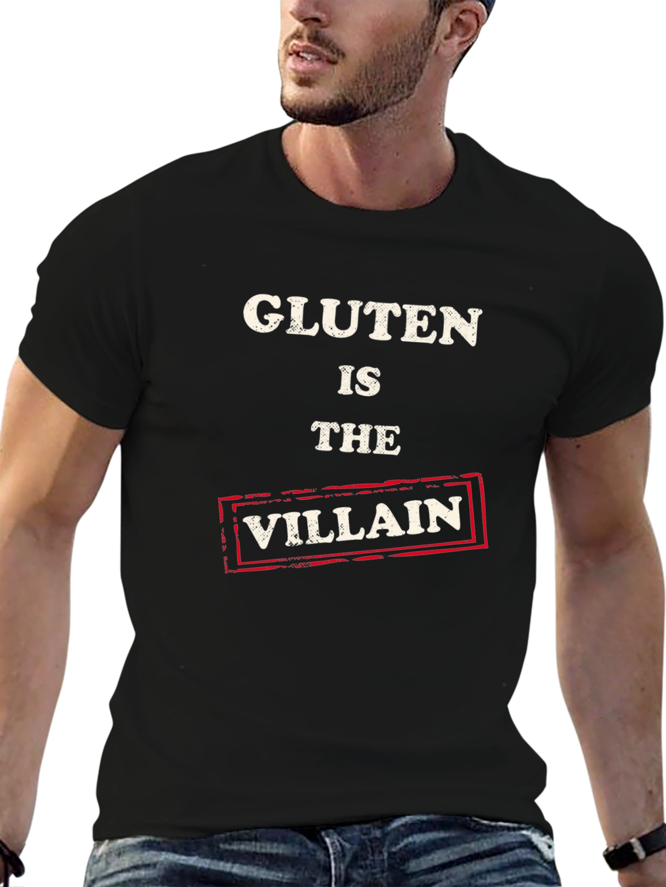 Black Gluten is the Villain Graphic T-Shirt view 6