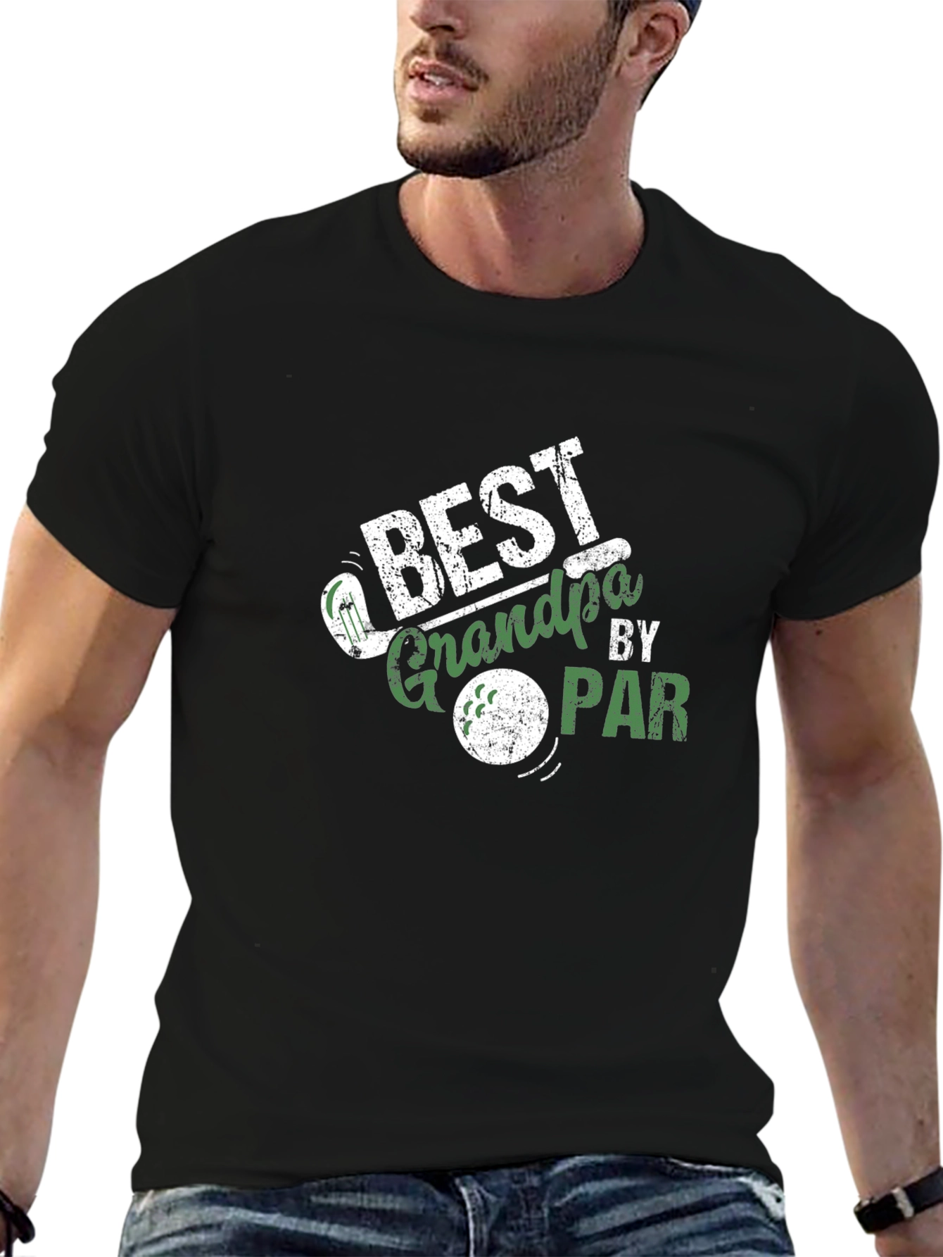 Black Best Grandpa By Par Golf T-Shirt view 6