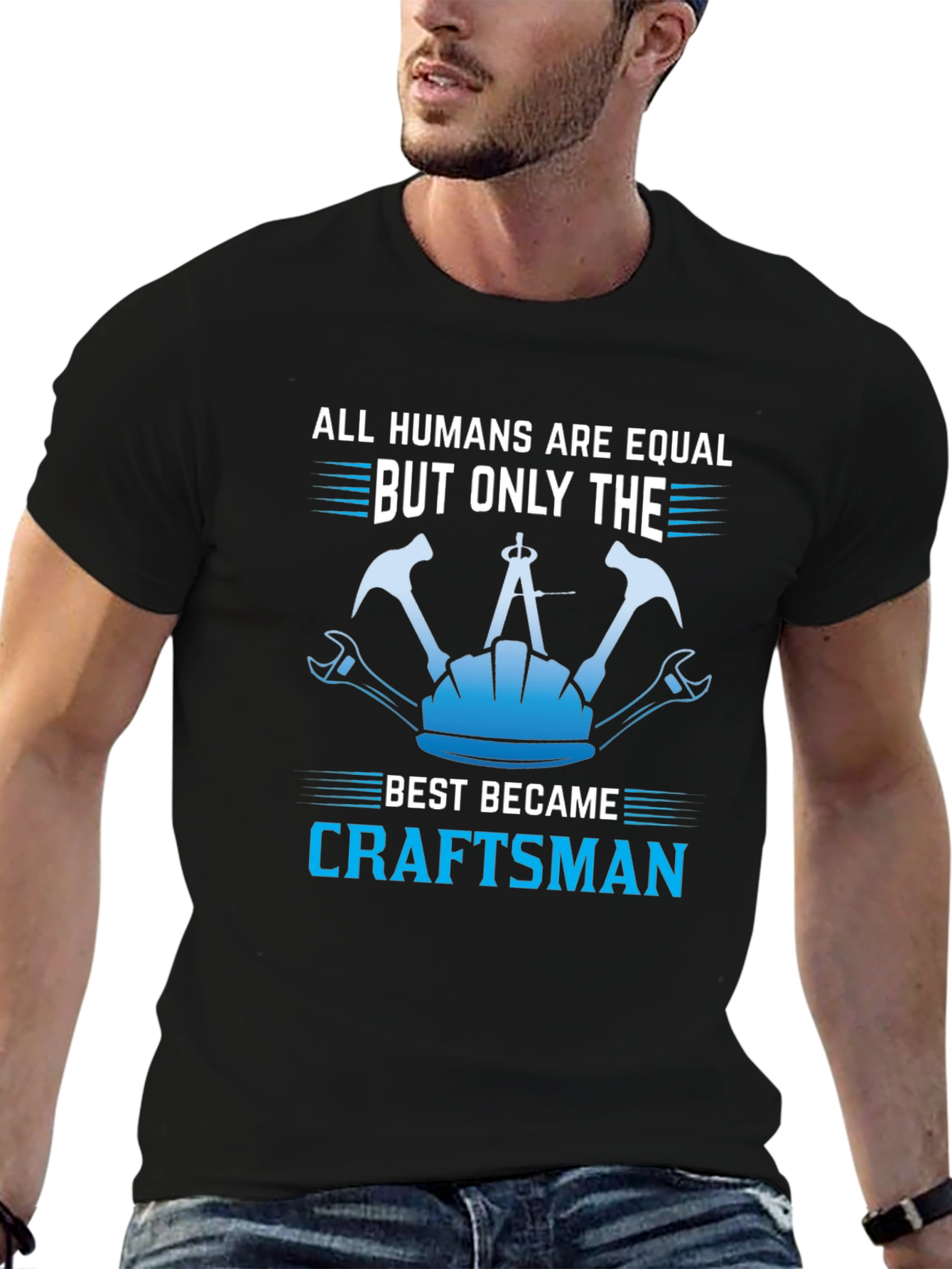 Black Craftsman T-Shirt - All Humans Are Equal Design view 6