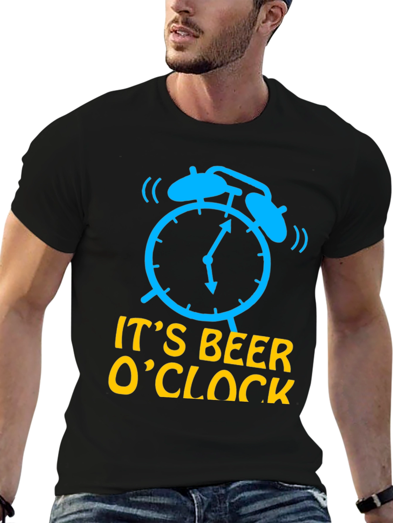 Black It's Beer O'Clock Men's Black T-Shirt view 6