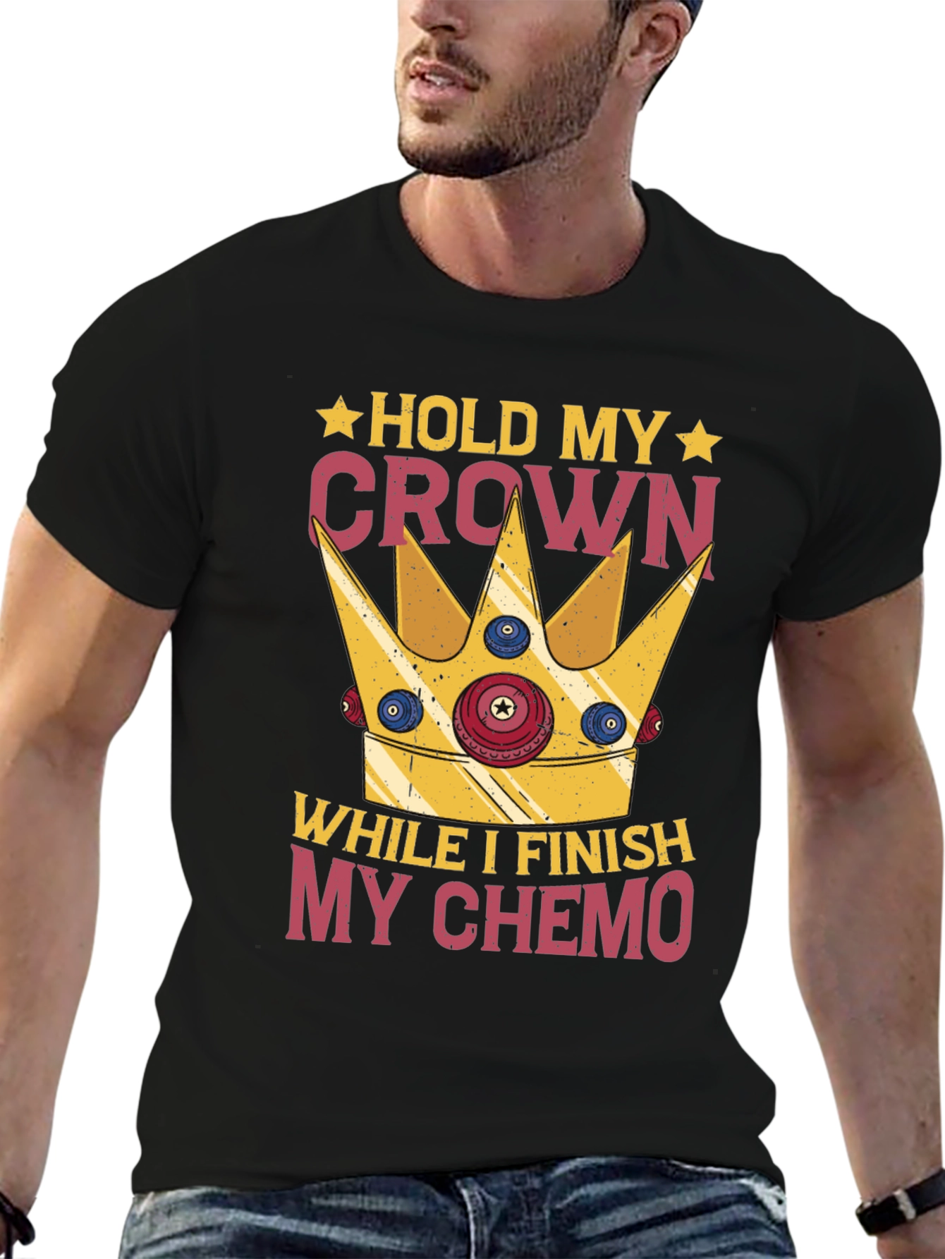 Black Hold My Crown Chemo T-Shirt view 6