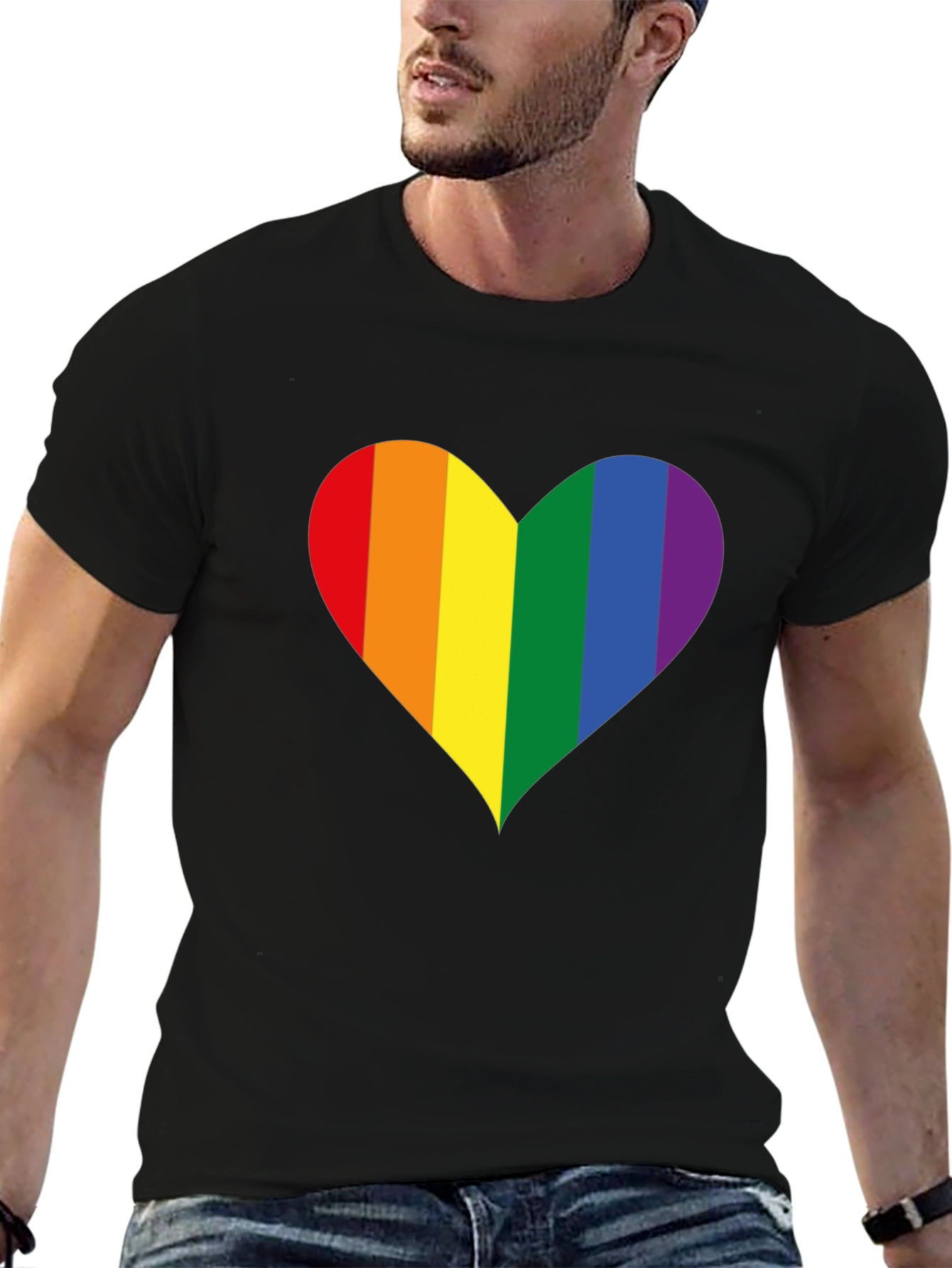 Black Pride Heart Graphic Tee - Black Cotton Blend view 6