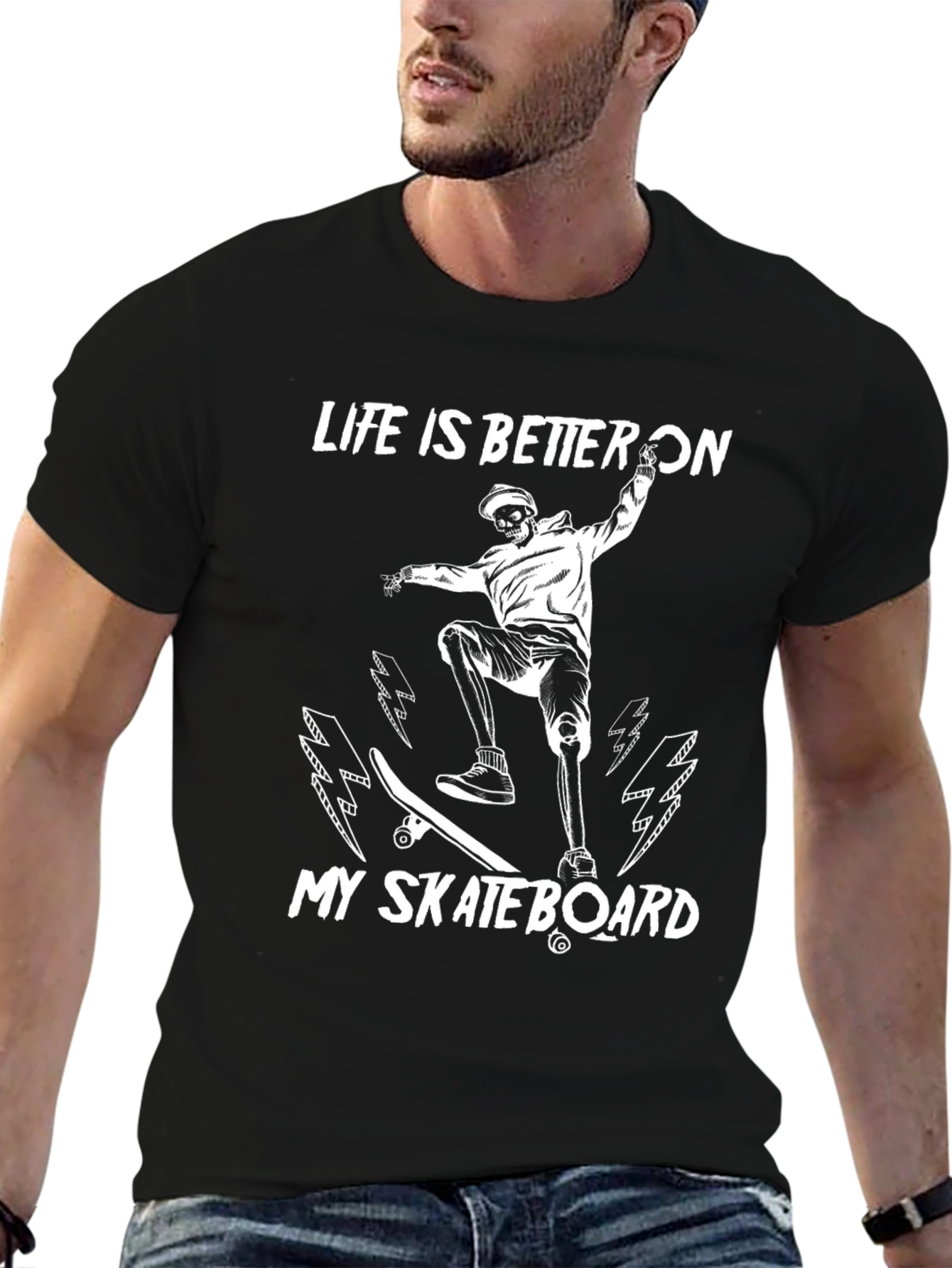 Black Life is Better On My Skateboard T-Shirt view 6