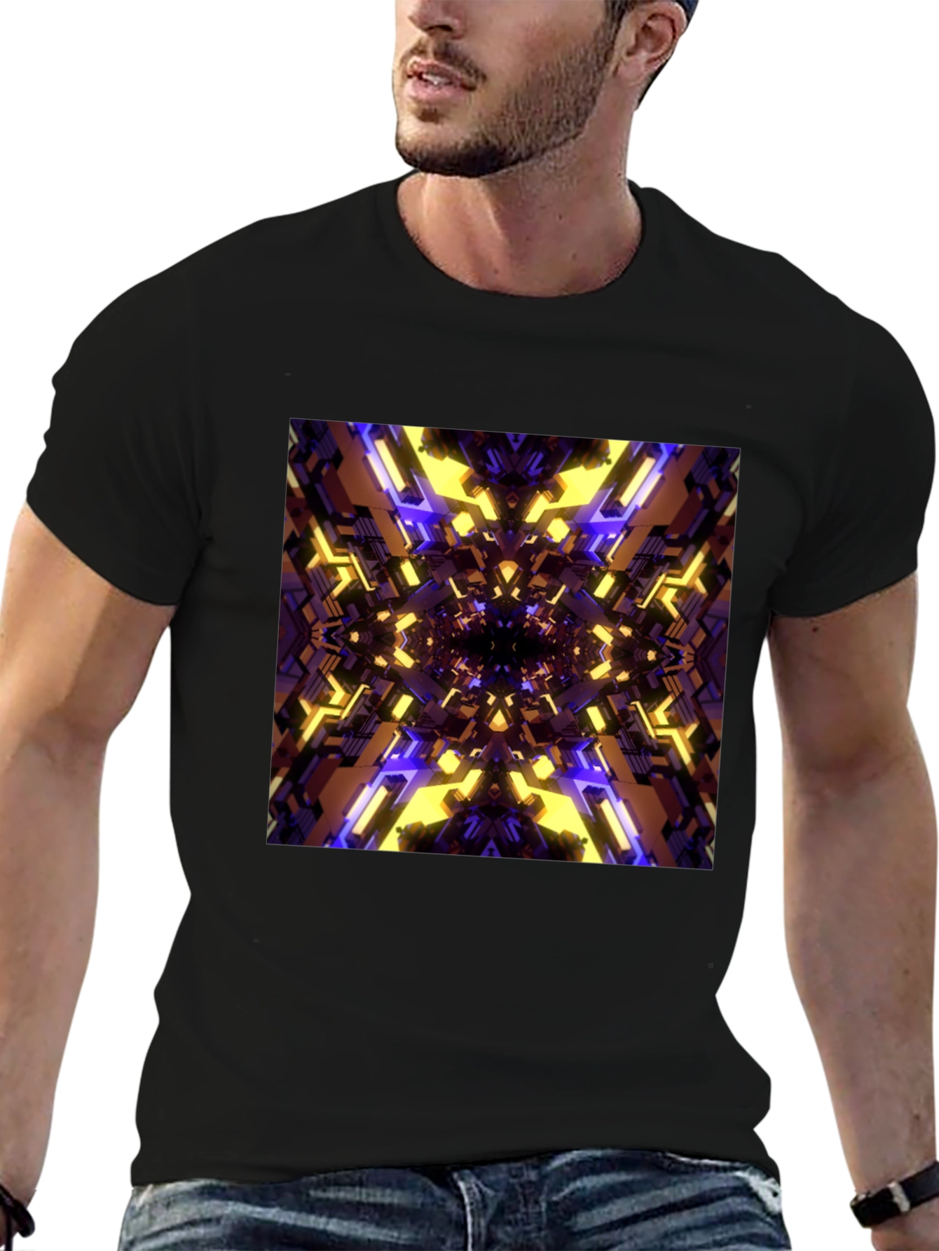 Black Abstract Graphic Print Black T-Shirt view 6
