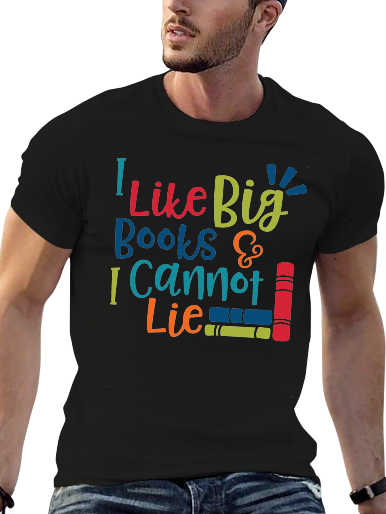 Black I Like Big Books T-Shirt view 6