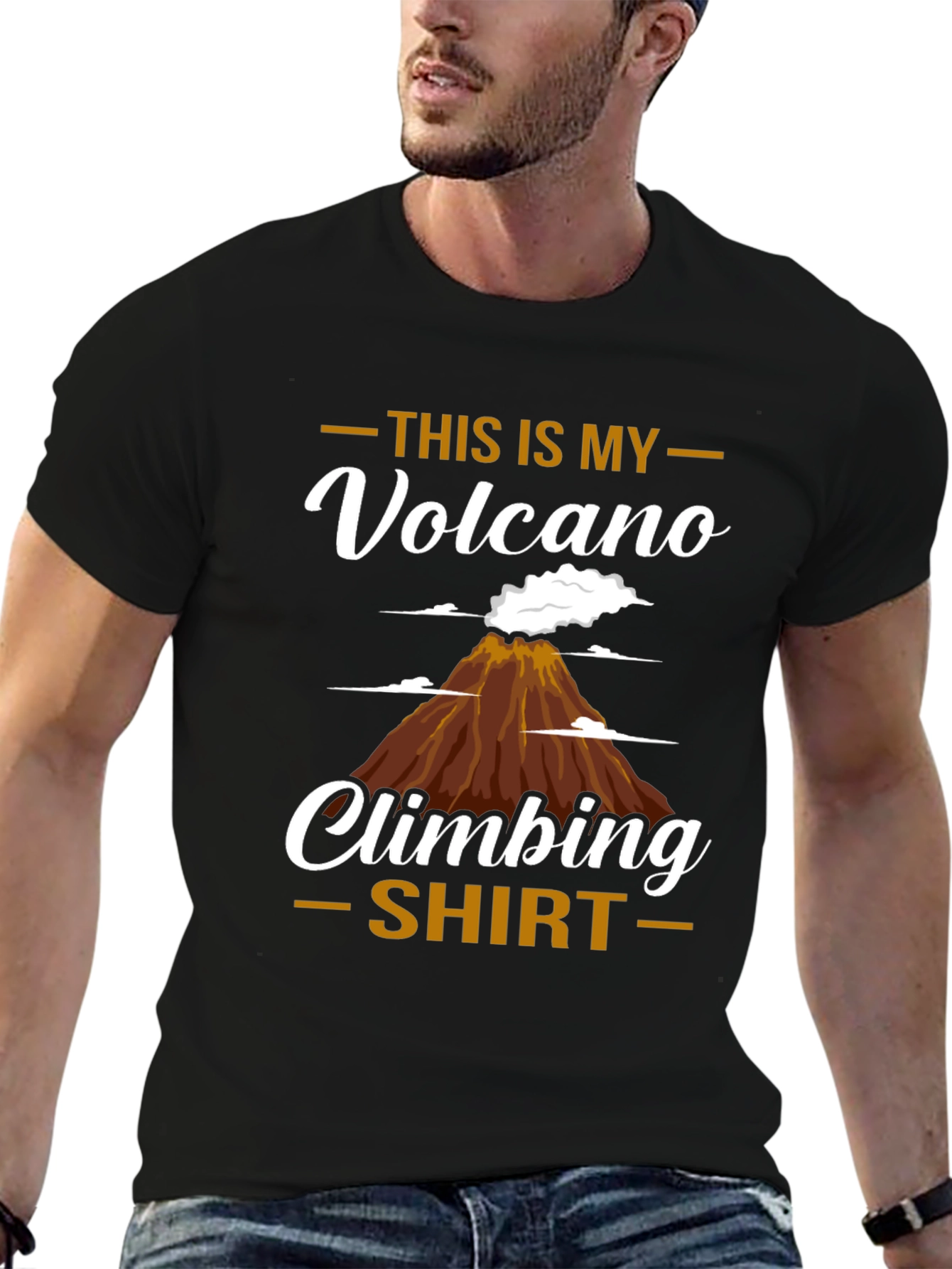 Black Volcano Climbing T-Shirt - Unique Design view 6