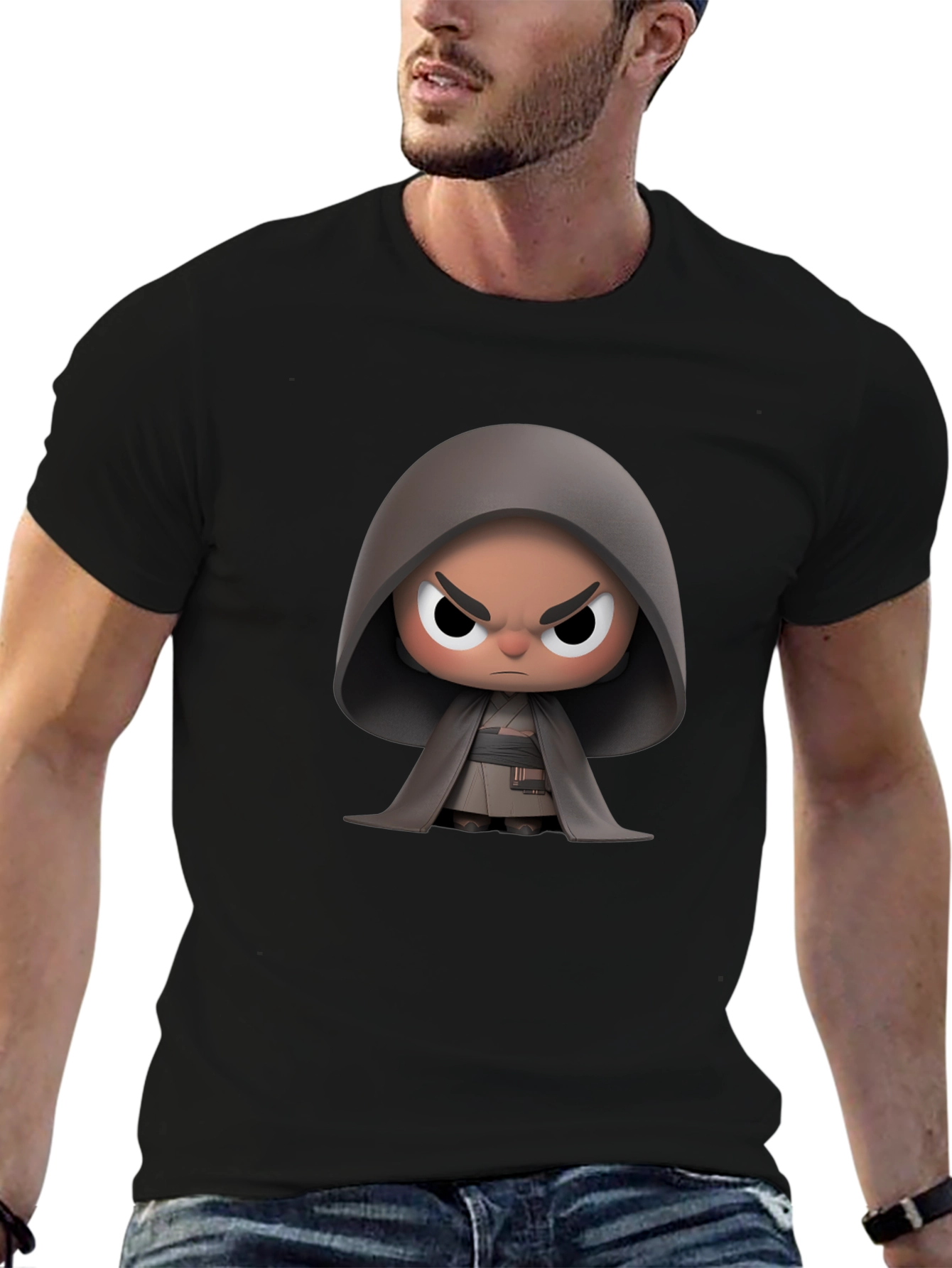 Black Dark Side Cartoon Graphic Tee view 6