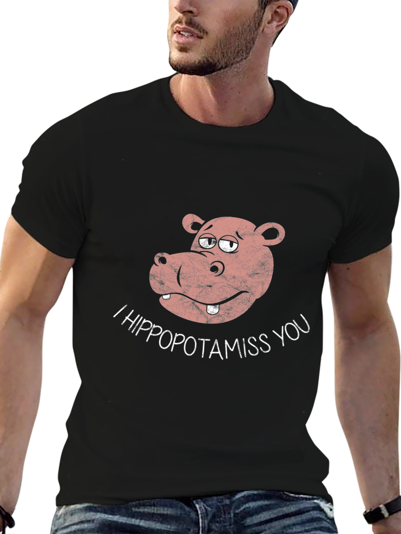 Black I Hippopotamiss You Black T-Shirt view 6