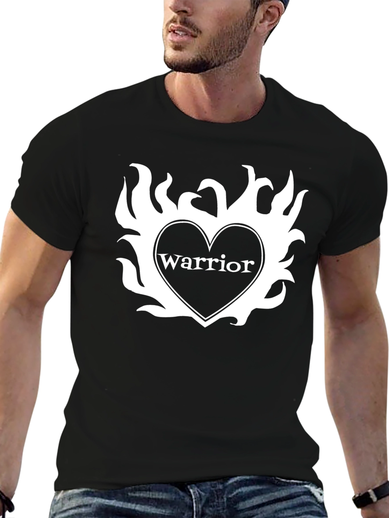 Black Warrior Heart Graphic T-Shirt - Stylish Black Tee view 6