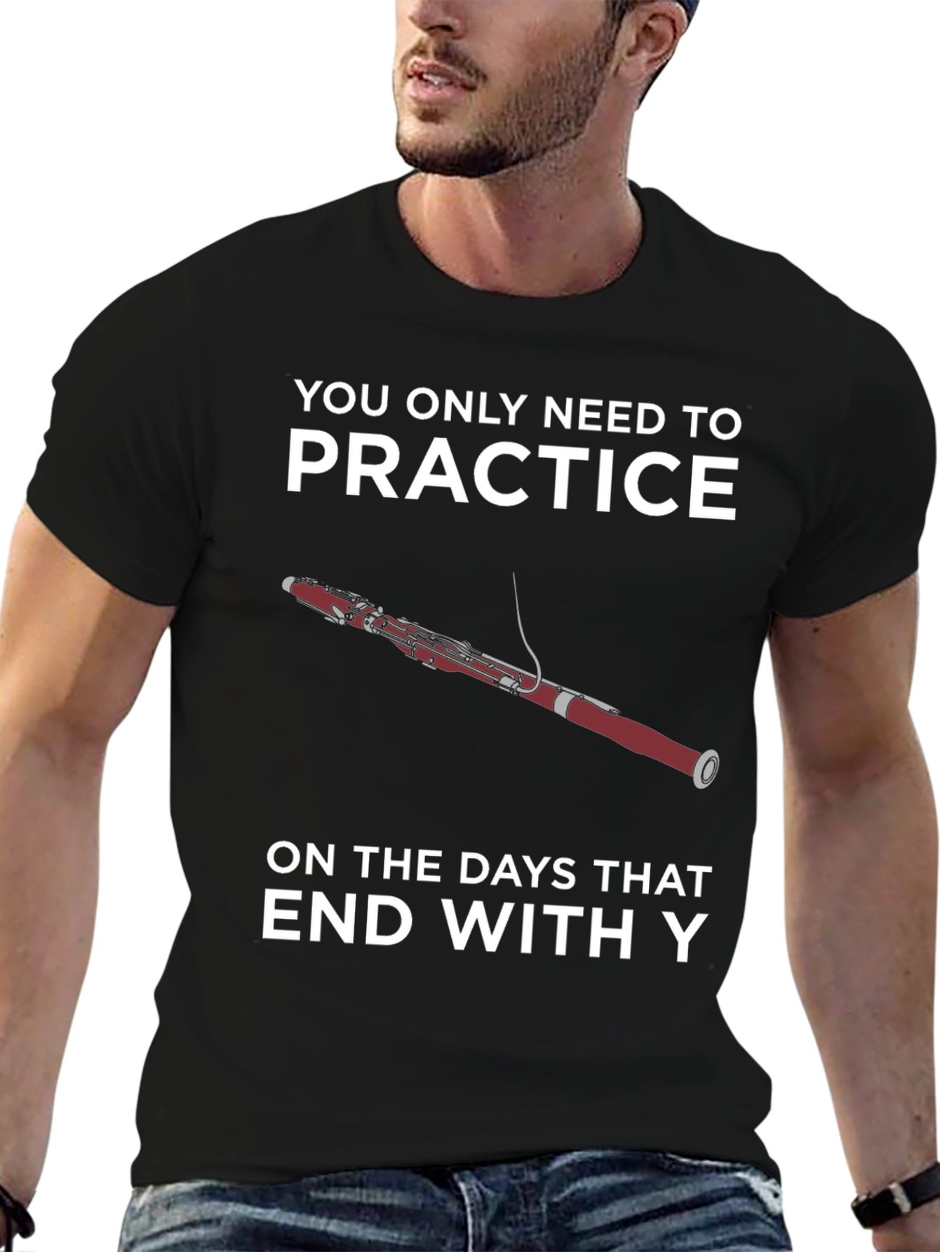 Black Practice Days T-Shirt - Bassoon Funny Musician Tee view 6