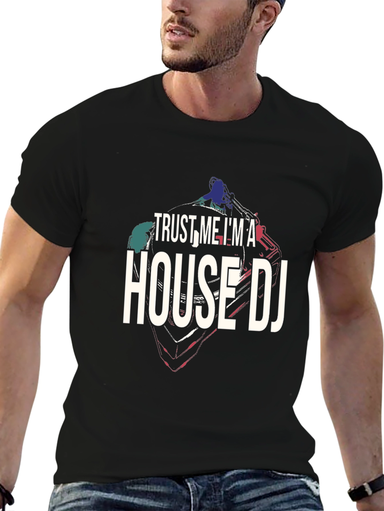 Black Trust Me I'm A House DJ Black T-Shirt view 6