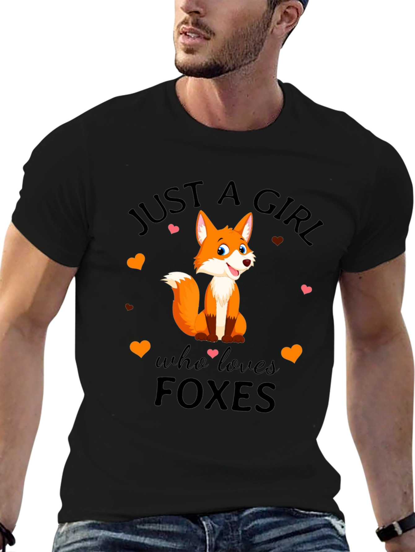 Black Just A Girl Who Loves Foxes T-Shirt view 6