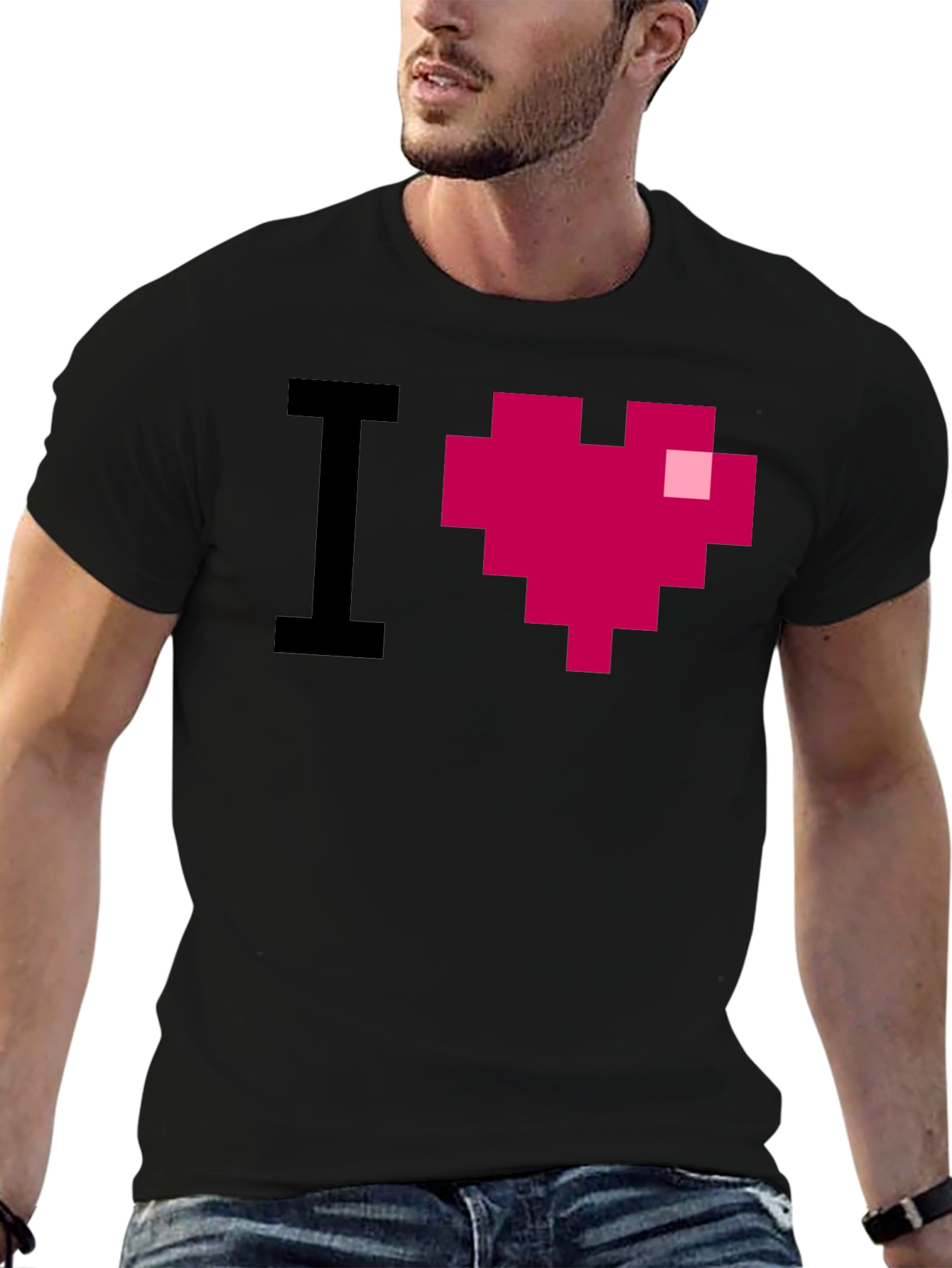 Black I Heart Pixel Art Graphic Tee view 6