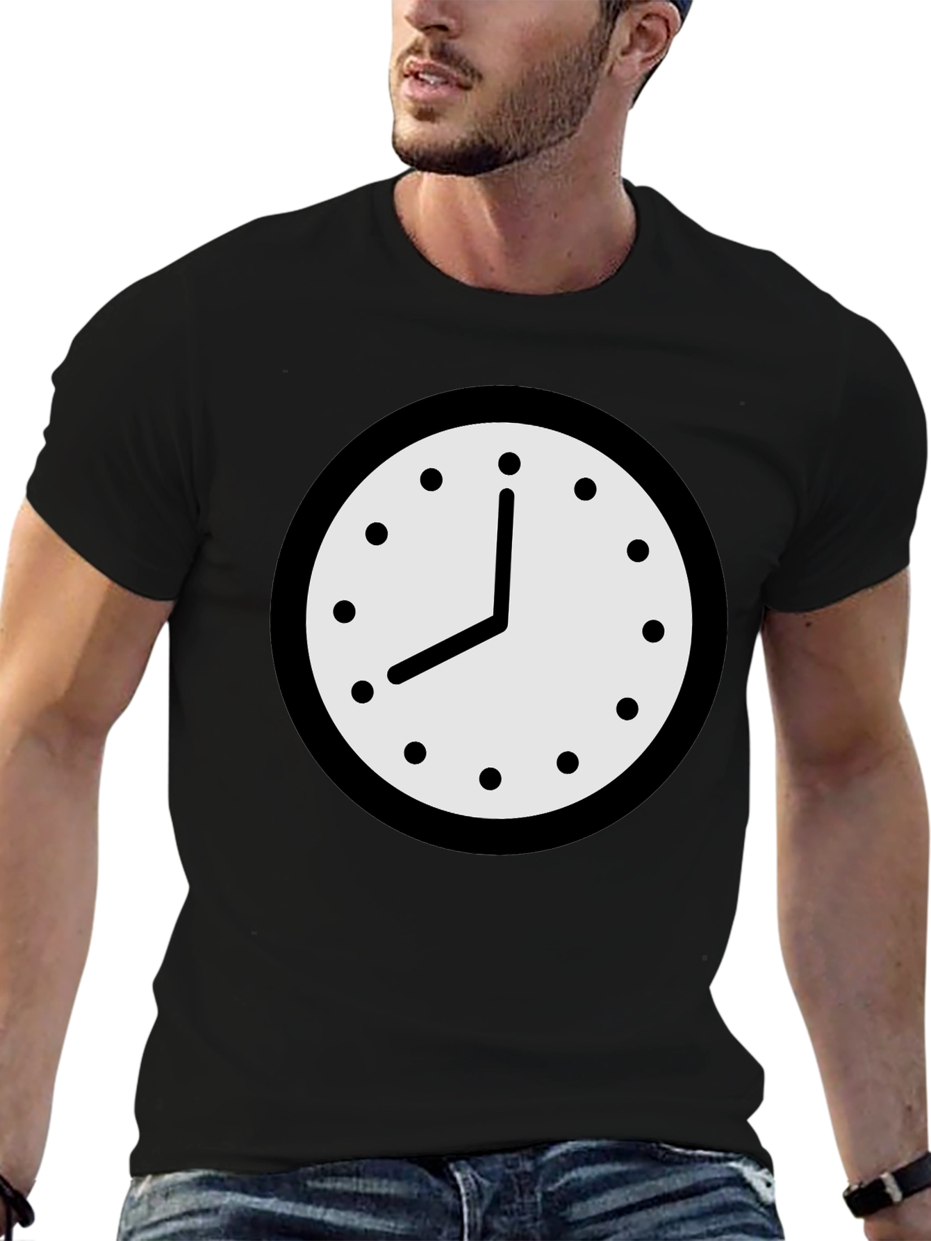 Black Clock Graphic T-Shirt - Classic Timepiece Design view 6