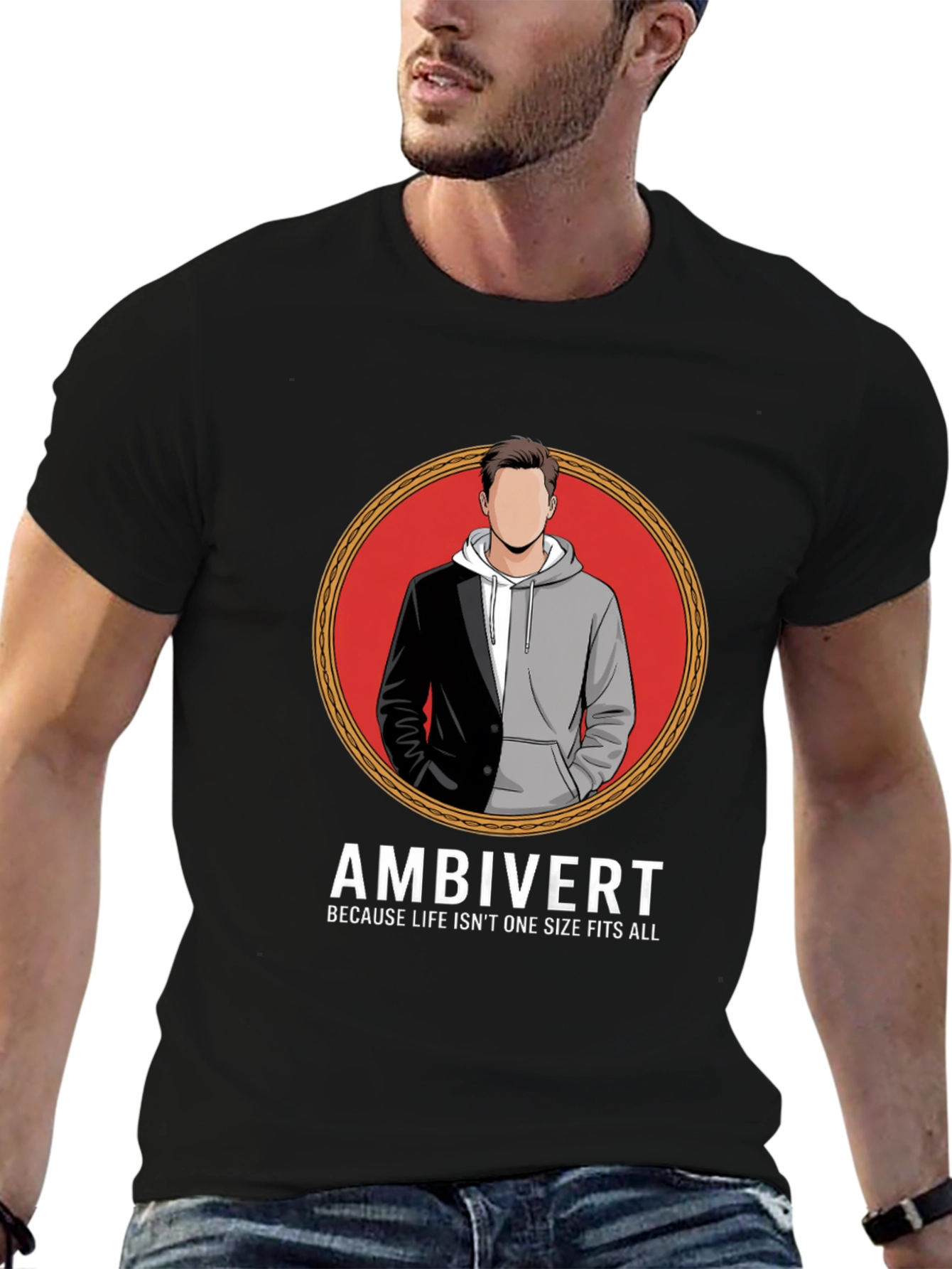 Black Ambivert T-Shirt - Because Life Isn't One Size Fits All view 6