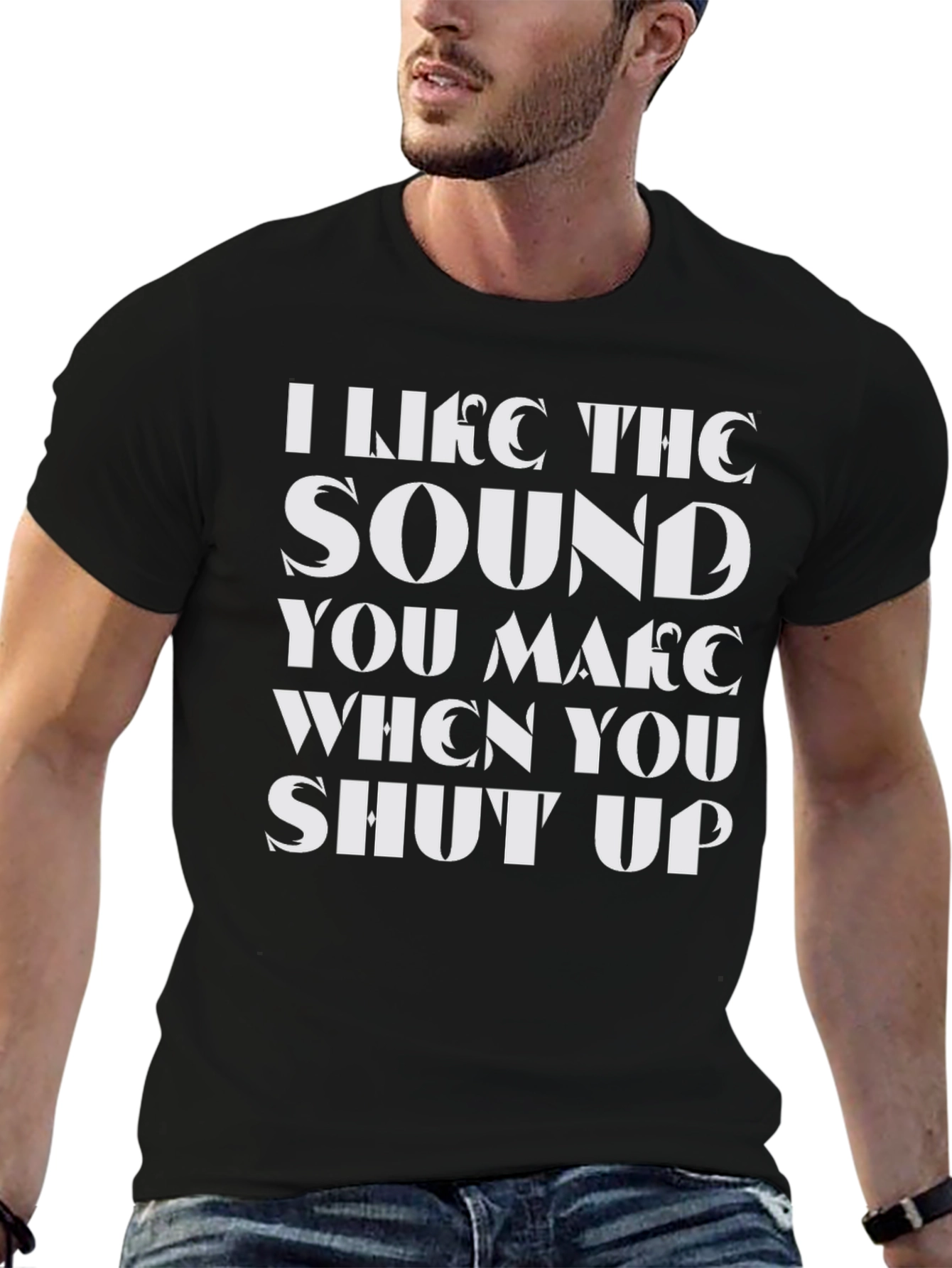 Black Sarcastic Humor Graphic Tee - Shut Up view 6