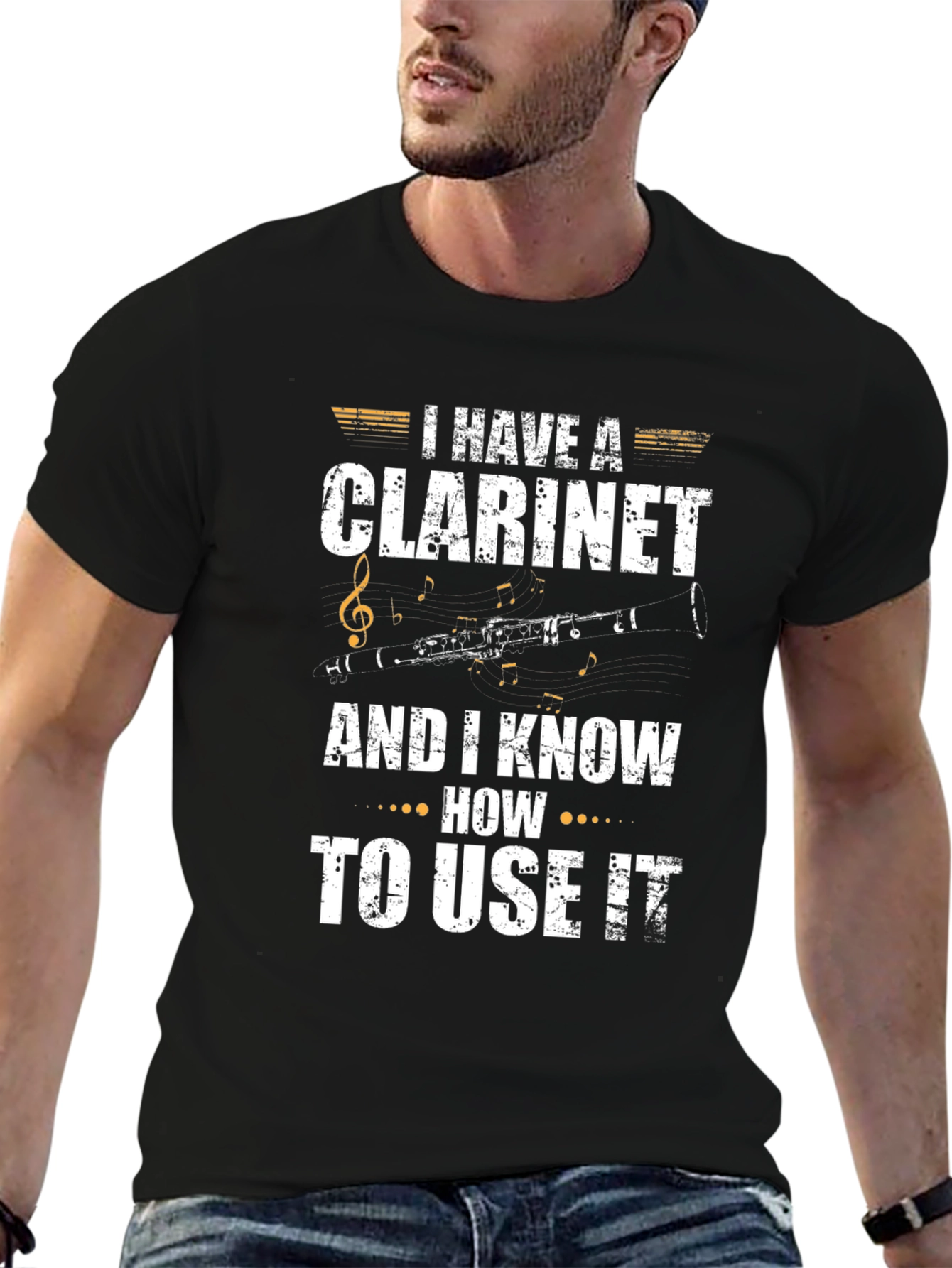 Black I Have A Clarinet T-Shirt - Musician Apparel view 6
