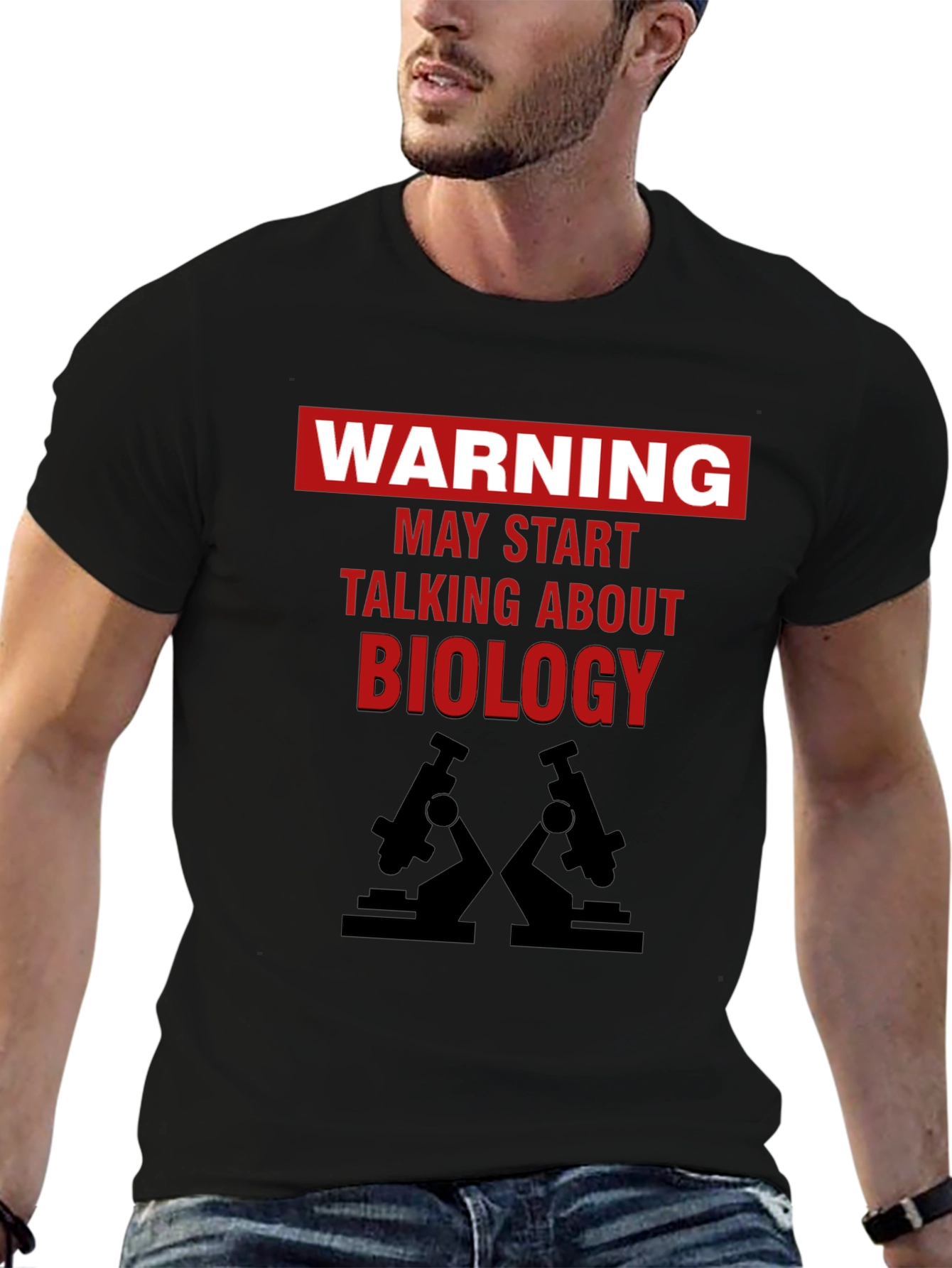 Black Warning Biology T-Shirt - Funny Science Tee view 6
