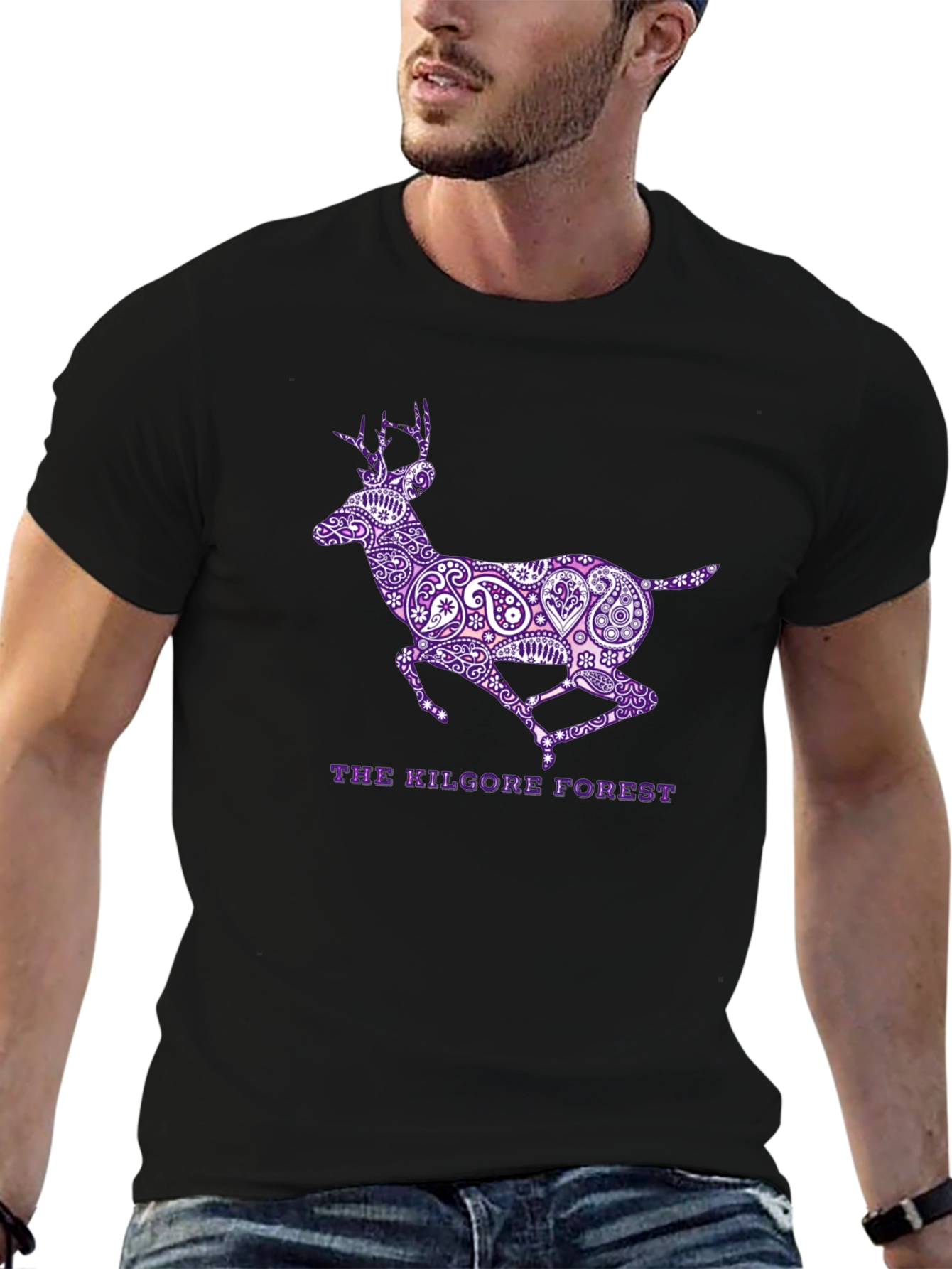 Black The Kilgore Forest Deer Graphic T-Shirt view 6