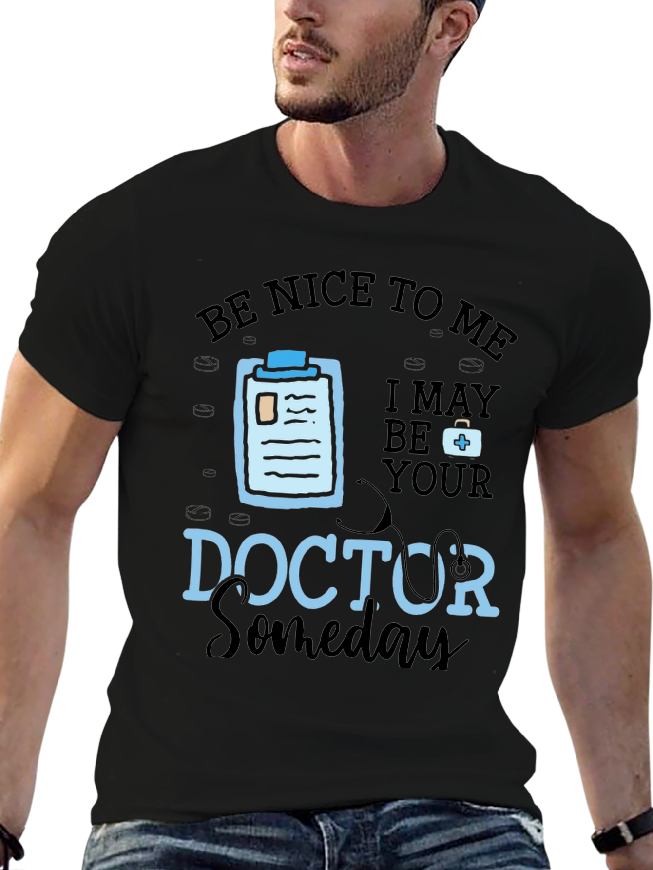 Black Be Nice To Me, Doctor Someday Graphic T-Shirt view 6