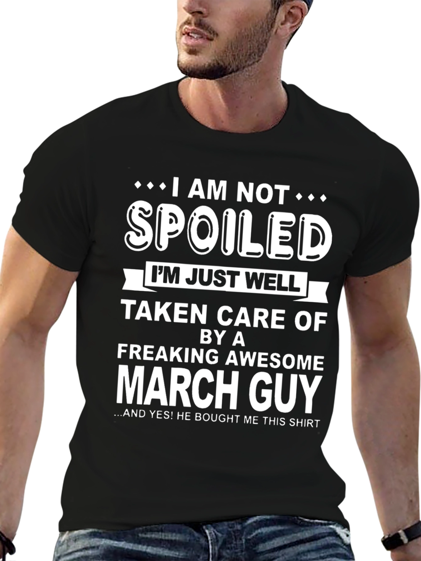 Black Funny March Guy T-Shirt - Spoiled view 6